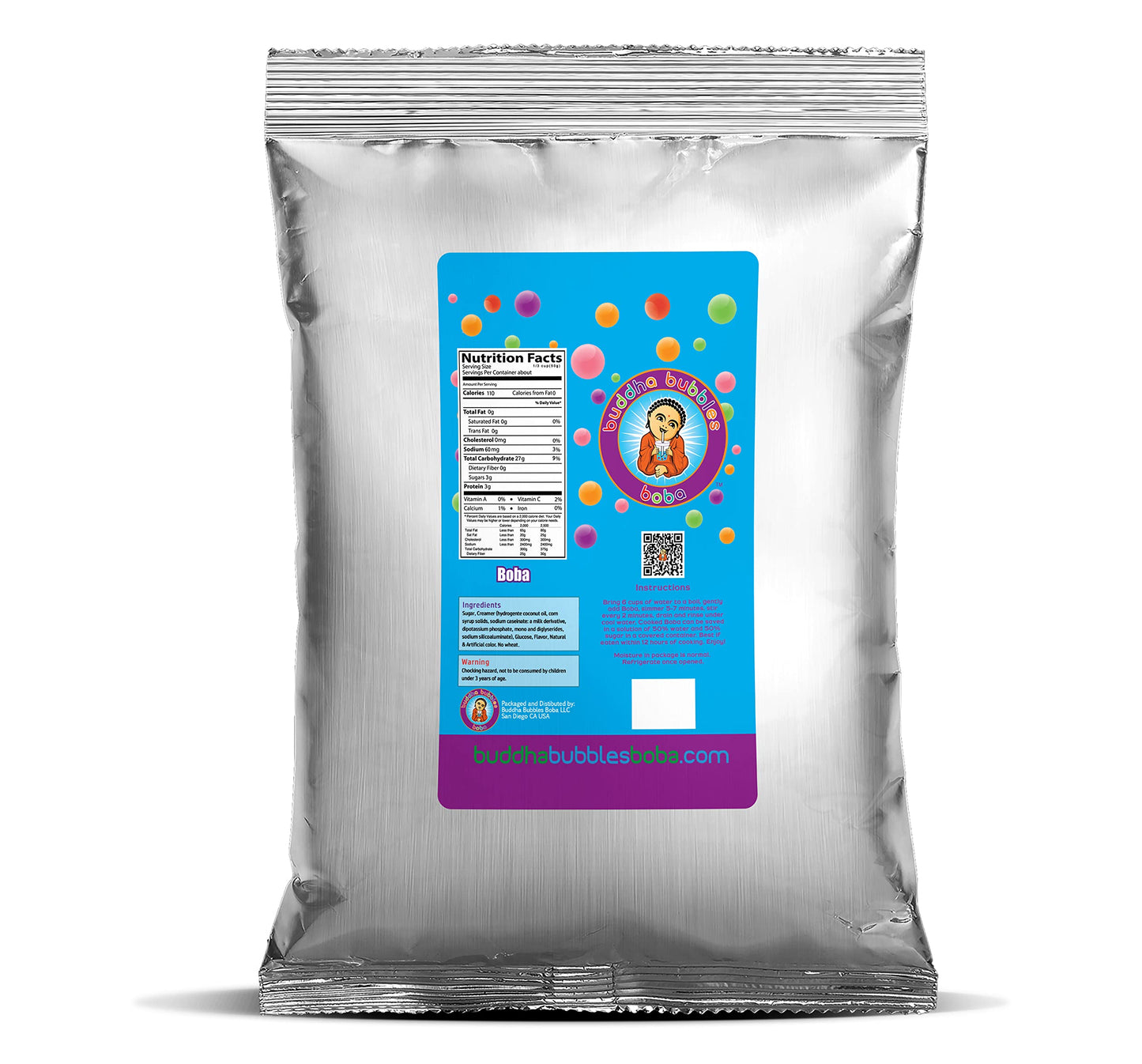 Buddha Bubbles Boba Quick Cook REAL Tapioca Boba Pearls, Black, 2.2 Pounds