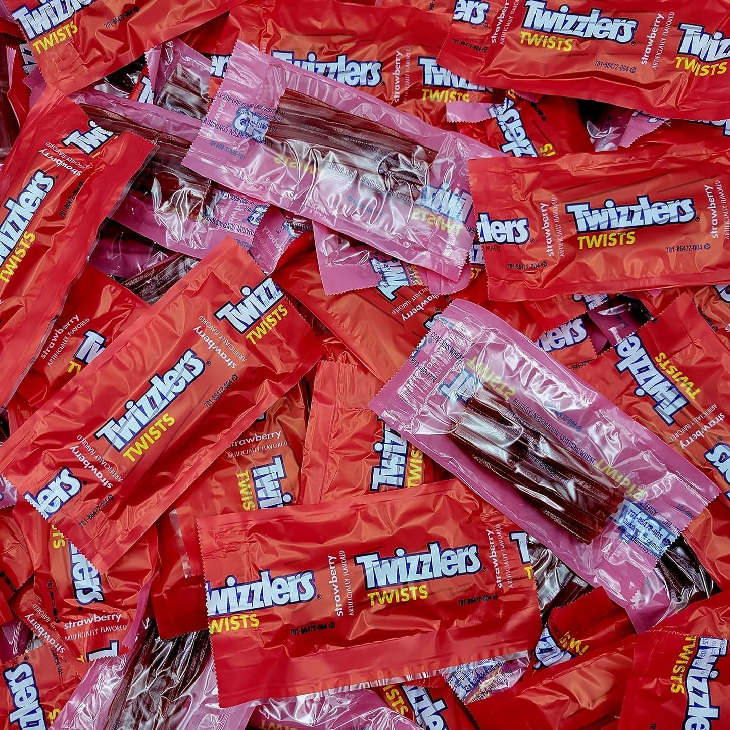 Petories Twizzler Twist Strawberry Licorice Candy – 3 LBS Bulk Pack – Individually Wrapped Chewy Red Candy for Parties and Snacks