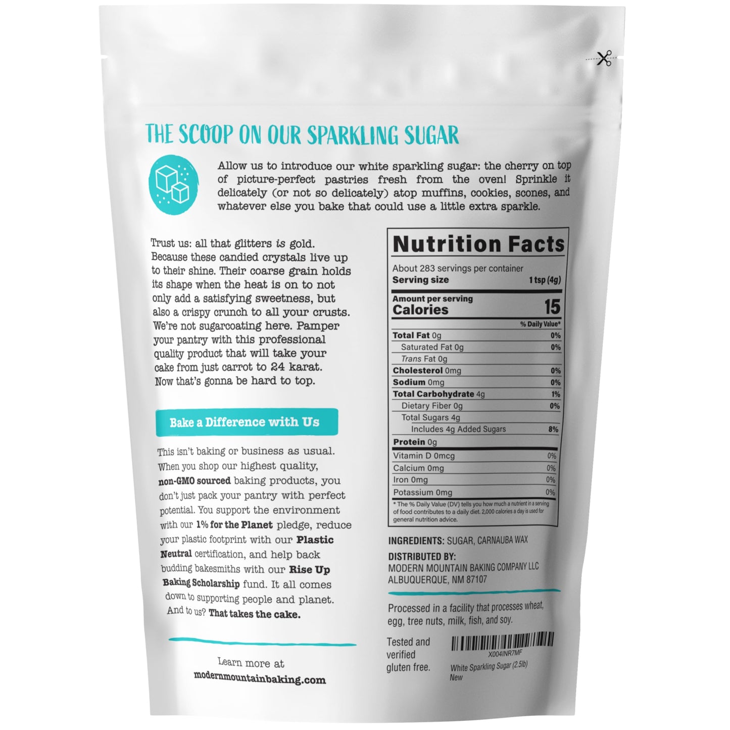 MODERN MOUNTAIN Sparkling Sugar Crystals, Extra Coarse Grain, 40 oz, White