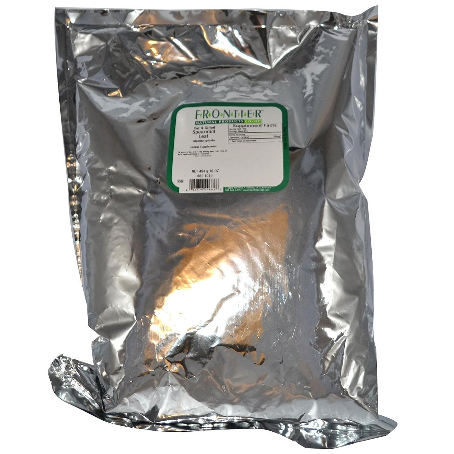 Frontier Co-op Spearmint Leaf, Cut and Sifted, Kosher, 1 lb Bulk Bag