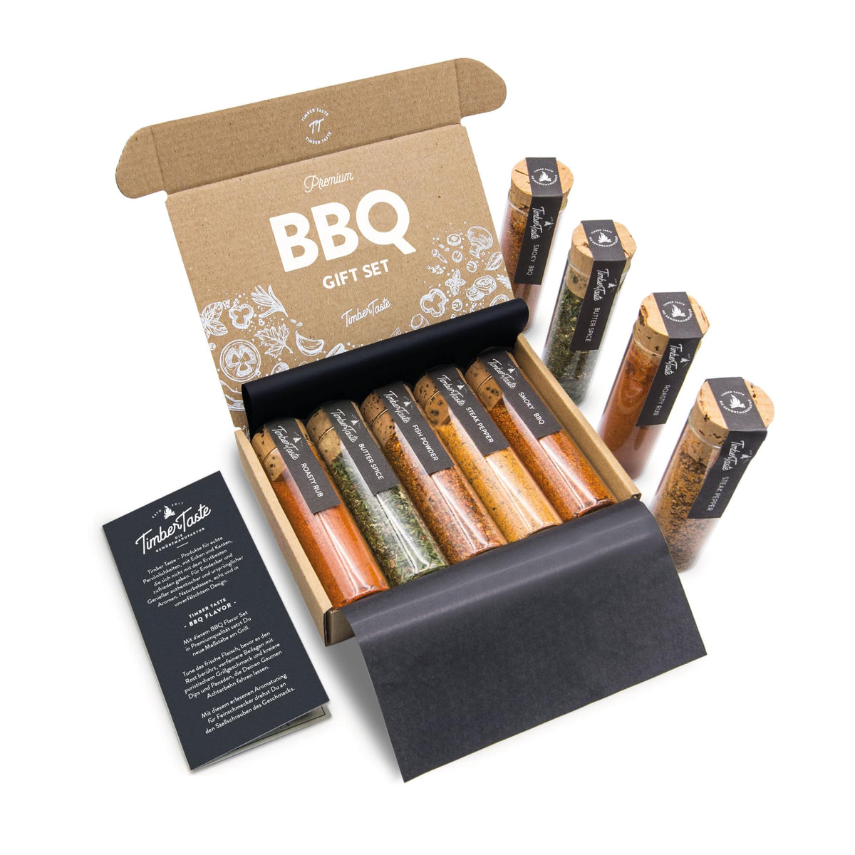 Timber Taste Bbq Spice Gift Set For Women - 5 Gourmet Grilling Spices & Rubs | Seasoning Gift Set For Her | Grill Spice Collection | Top-Grade Bbq Rubs | Cooking Ideas For Women | Smoker Accessories