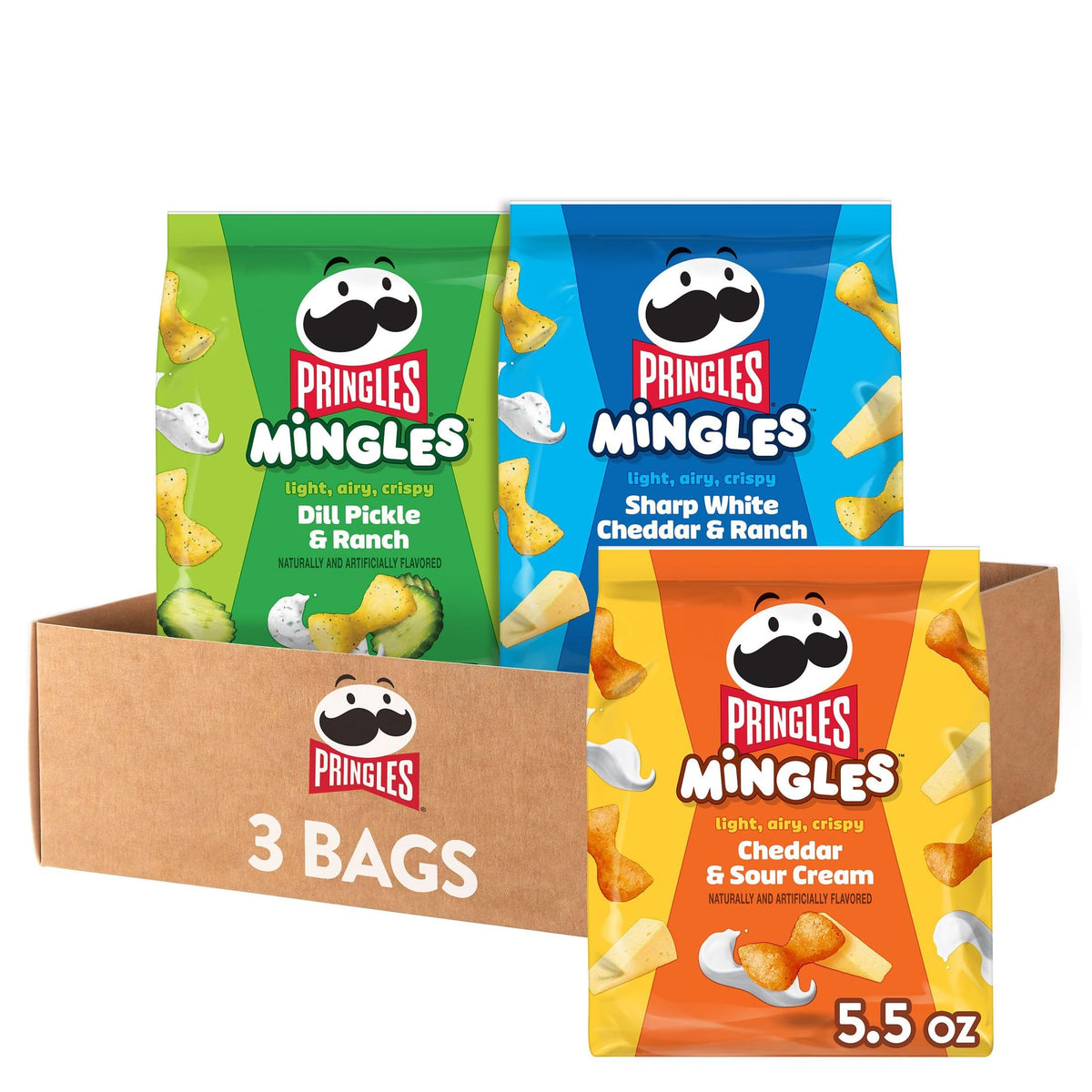 Pringles Mingles Puffed Snacks, Variety Pack, Cheese Puffs, Salty Snacks (3 Bags)