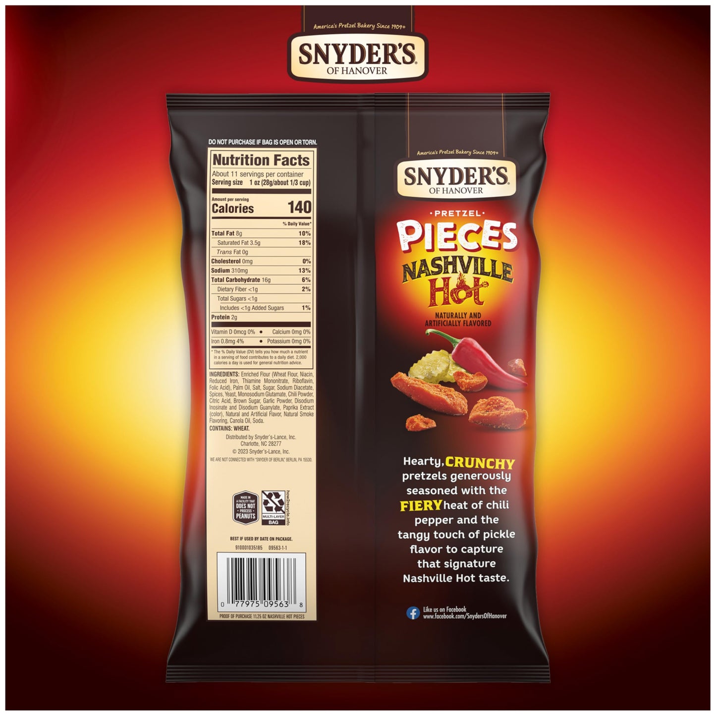 Snyders of Hanover Pretzel Pieces, Nashville Hot, 11.25 Oz (Pack of 2)