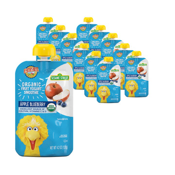 Earths Best Organic Yogurt Smoothie Pouches, 24+ Months, Fruit Yogurt Smoothie for Toddlers 24 Months and Up, Apple Blueberry, 4.2 Ounce Resealable Pouch (Pack of 12)