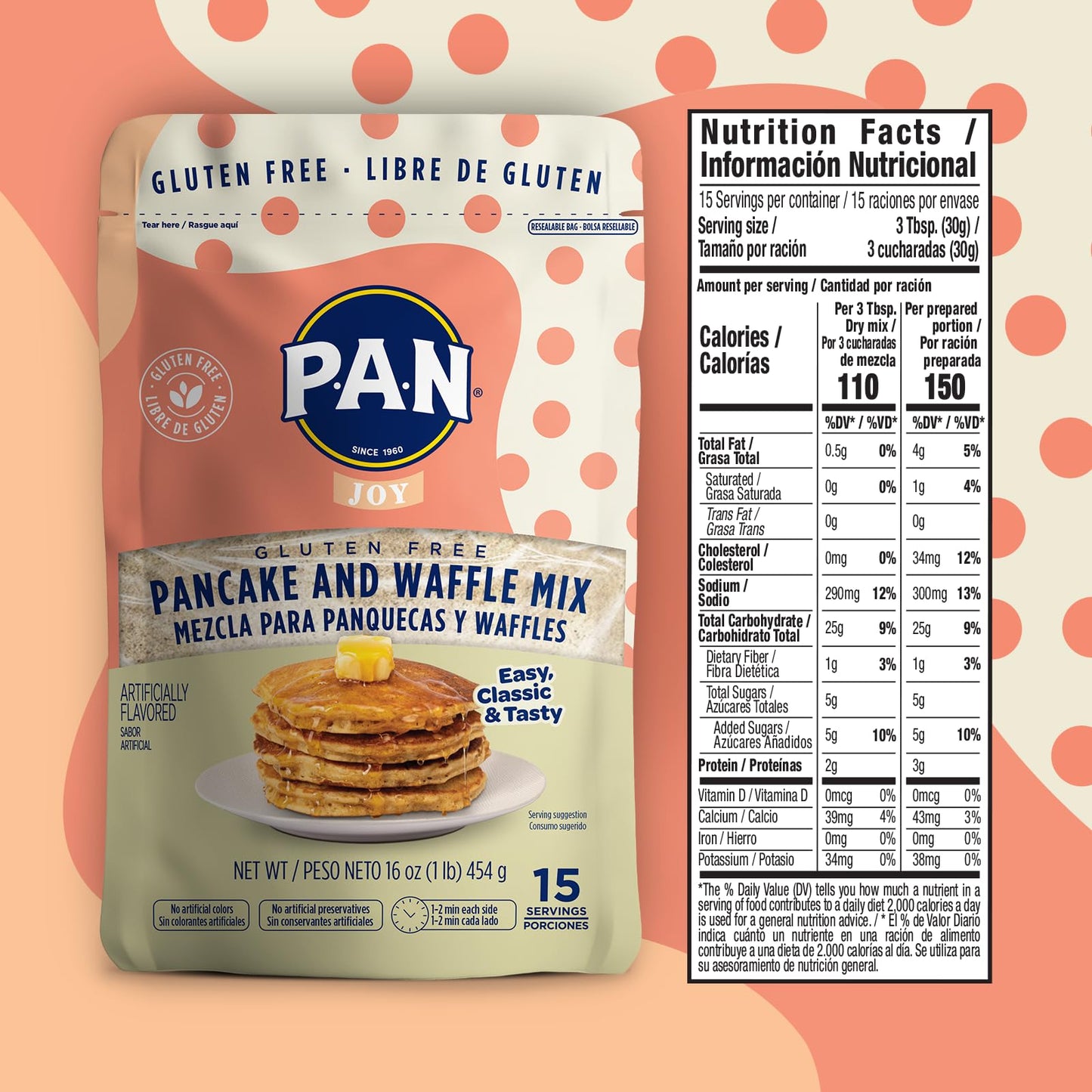 P.A.N Pancake and Waffle Mix - Gluten Free 1 lb. (6 Pack)
