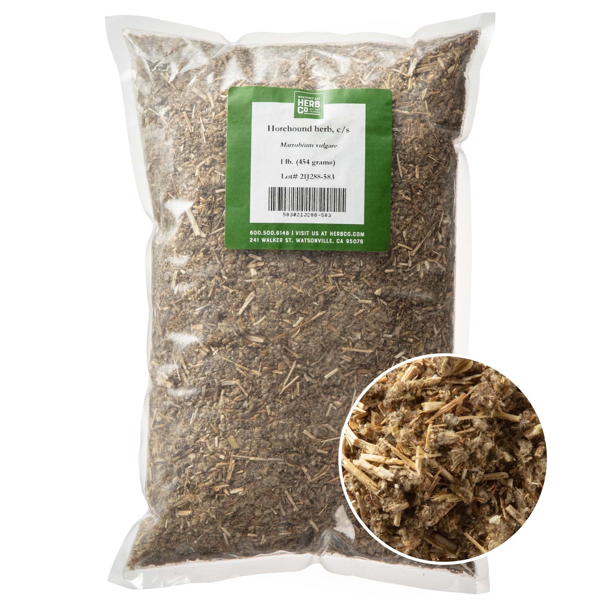 Monterey Bay Herb Co. Horehound Herb Cut & Sifted | White Horehound | Used As Winter Time Tea  Syrups  And Lozenges  Infused Oils  | Minty Taste | 1Lb. Bag