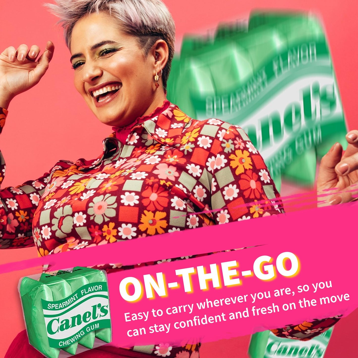 Canels 4-Piece Gum Pack Display in Original Flavors - Peppermint  Spearmint  Cinnamon  Fruit  Blueberry  Violet  and Menthol  240 Count