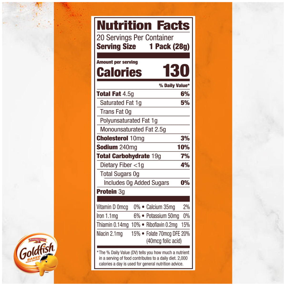 Goldfish Cheddar Cheese Crackers, Baked Snack Crackers, 1 oz On-the-Go Snack Packs, 20 Count Box