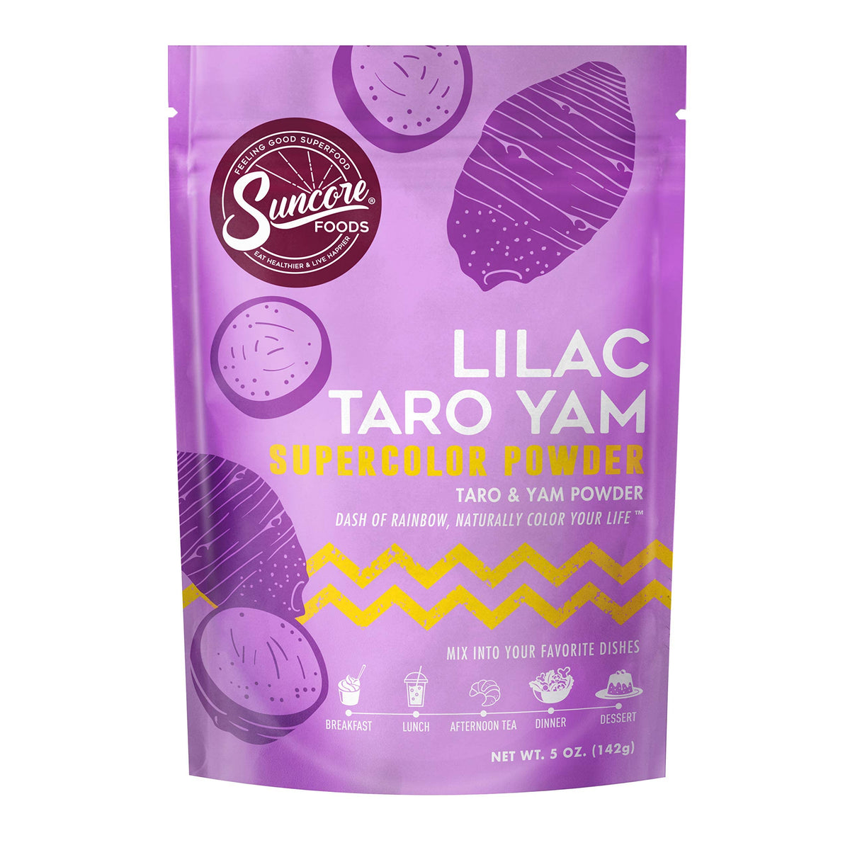Suncore Foods Lilac Taro Yam Powder, Light Purple Food Coloring Powder, Gluten-Free, Non-GMO, 5oz (1 Pack)