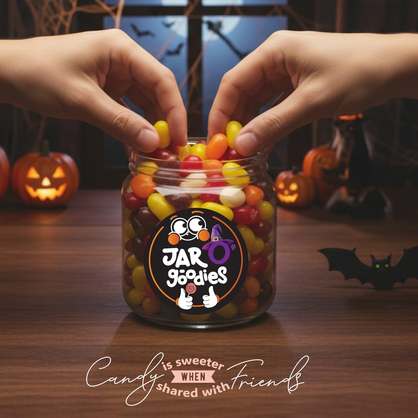 Jar O Goodies - Holiday Treats, Christmas Stocking Stuffers, Autumn Mix Jelly Beans Gift Set, Original Chewy Candies (6 Ounce,