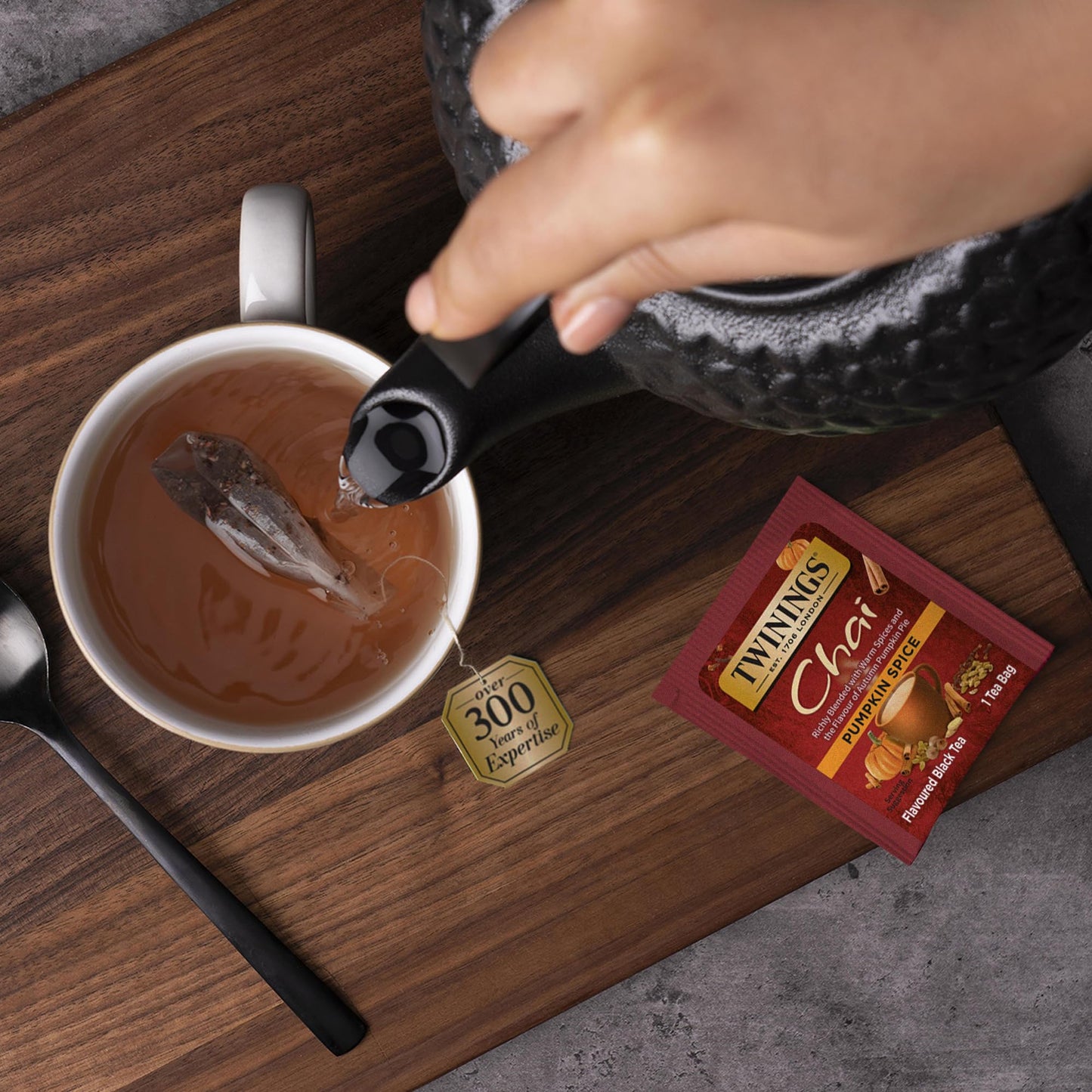 Twinings Pumpkin Spice Chai Black Tea Individually Wrapped Bags, 20 Count (Pack of 6), Warm, Spicy & Aromatic, Caffeinated, Enjo