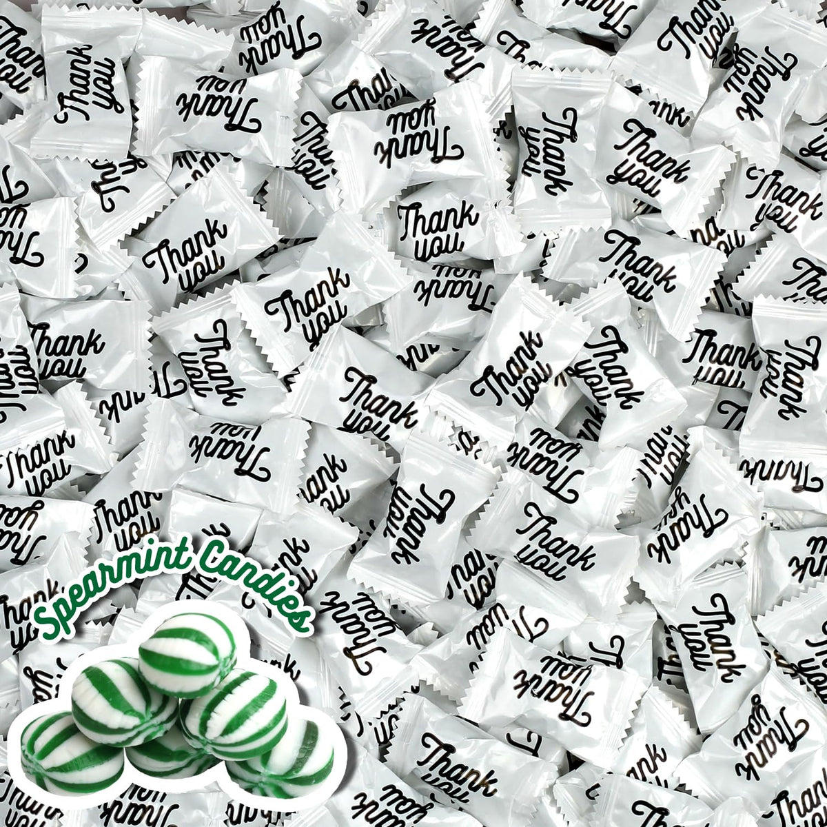 Thank You Hard Candy Mints - 5 Pounds - Individually Wrapped Spearmint - Sweets For Hospitality, Office Reception, Weddings, Gif