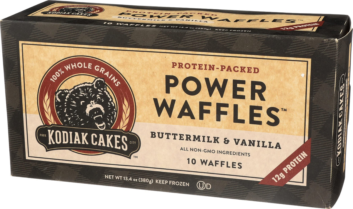 Kodiak Cakes Power Waffles, Buttermilk & Vanilla 13.4oz (Frozen)