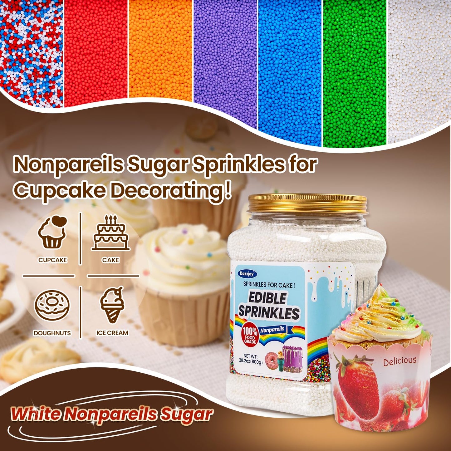 Nonpareils Sprinkles, Edible Purple Sprinkles, Food Grade Bulk 800G, Cake Toppers And Cake Decorations, Ice Cream, Wedding Party