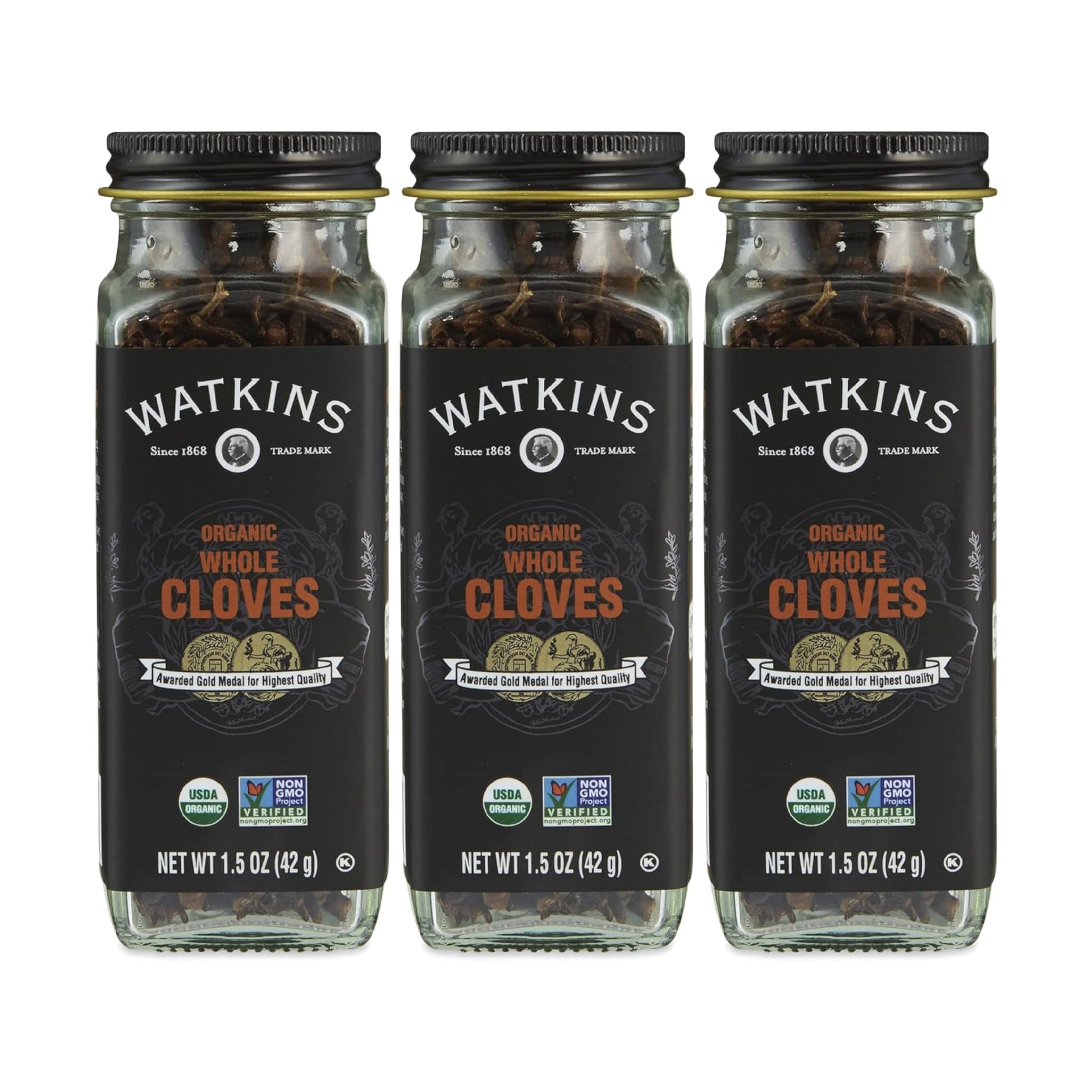Watkins Gourmet Organic Spice Jar, Whole Cloves, 1.5 oz. Bottle, 3-Pack
