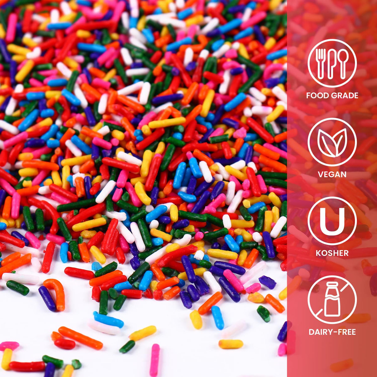 Rainbow Sprinkles For Cake Decorating, Rainbow Jimmies Sprinkles, 3.52Oz Edible Sprinkles For Cupcake Toppers Ice Cream Cookie B