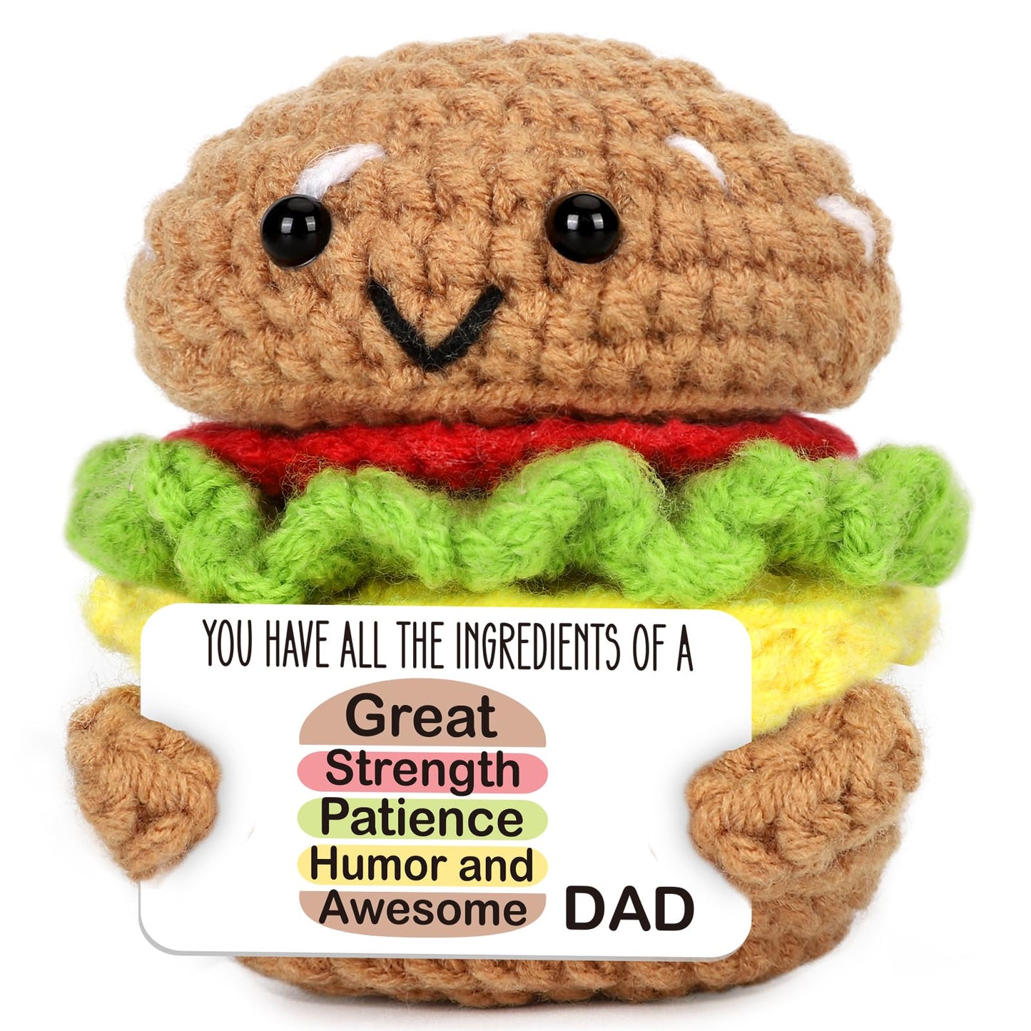 AVBODA Mini Dad Gifts for Birthday Christmas Handmade Crochet Burger for Father Hasband New Daddy Step Bonus Dad First Time Fath