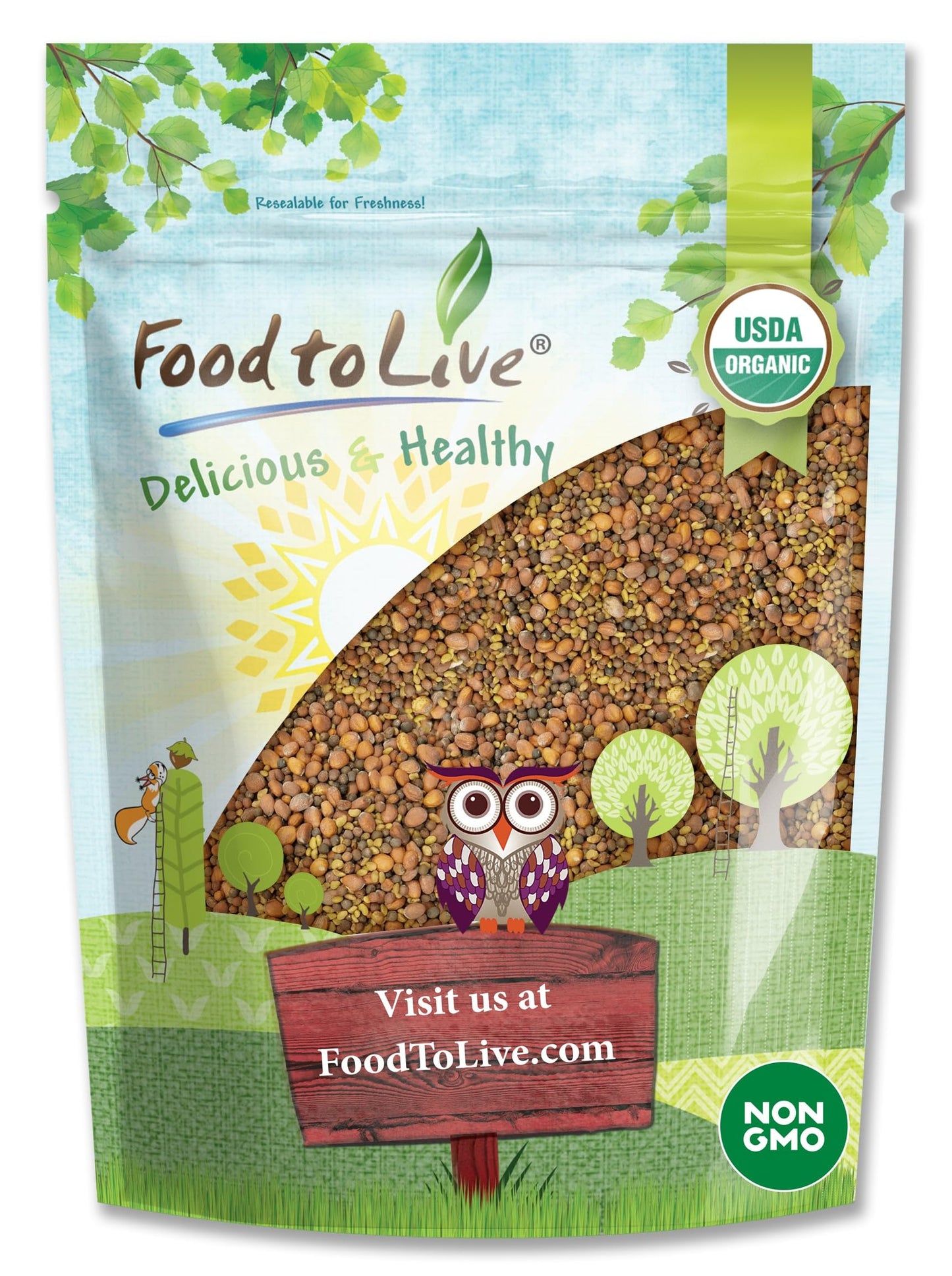 Food to Live Organic Spicy Mix of Sprouting Seeds, 3 Pounds - Non-GMO Broccoli, Radish, Alfalfa, Raw, Rich Germination Rate, Non