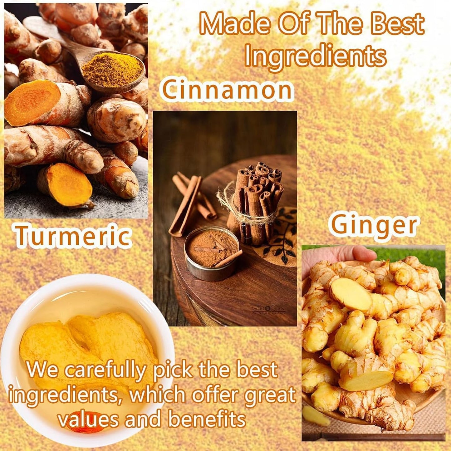 FITactic Organic Turmeric Ginger Cinnamon Tea Bags - 150 Count, Caffeine Free, Herbal Blend for Digestion and Relaxation