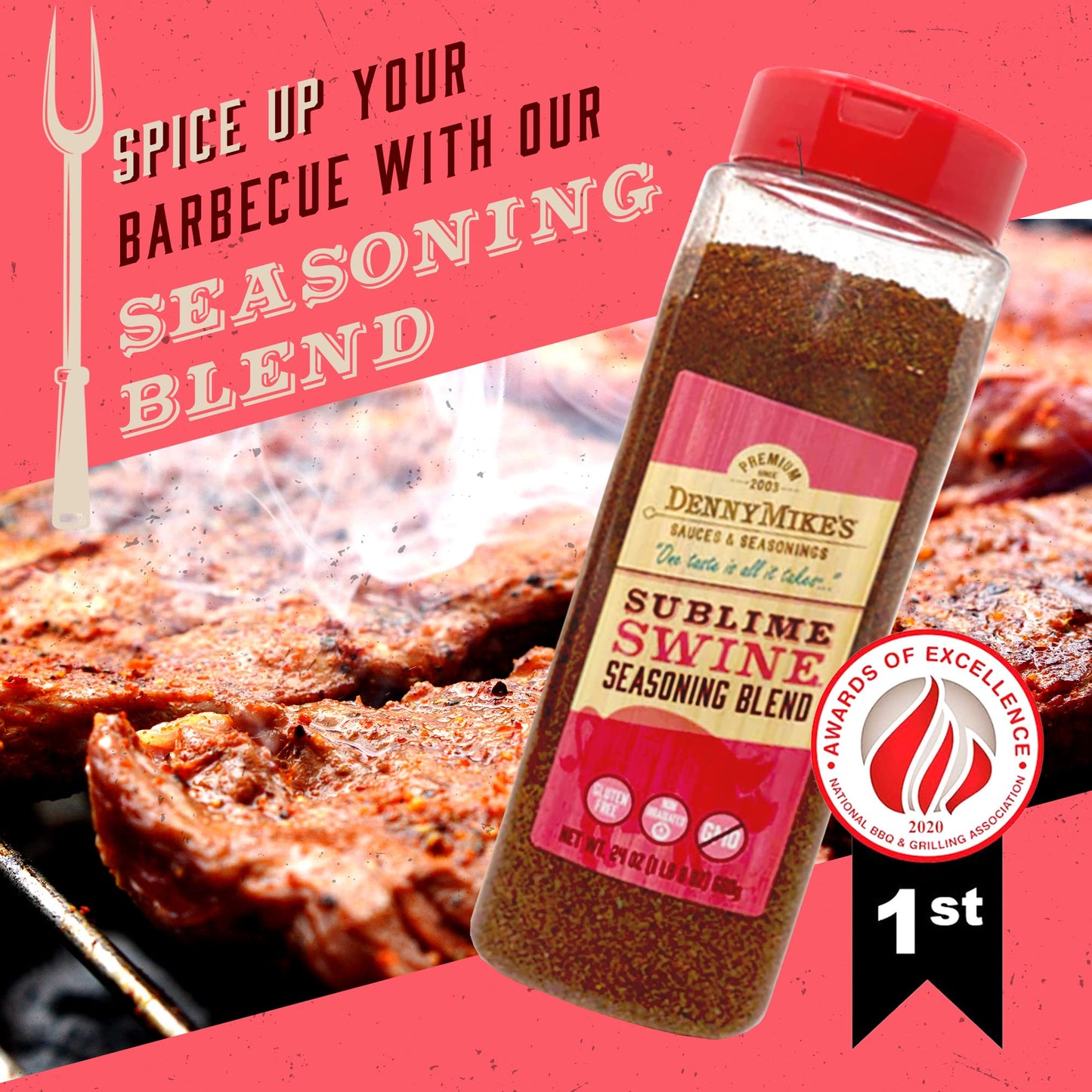 Dennymike’S Sublime Swine Seasoning Blend, All Natural Spices And Seasonings, Low Sodium And Keto-Friendly Chili Seasoning Mix, Bbq Rub For Cooking, Smoky Aroma, And Grilling, 24 Oz