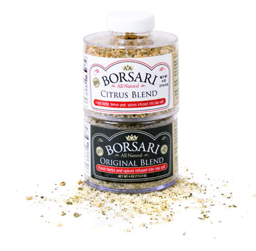 Borsari Seasoned Salt 2-Shaker Gift Set - Citrus & Original Blends - Gluten Free Gourmet Seasonings For Steak, Fish, Poultry, &