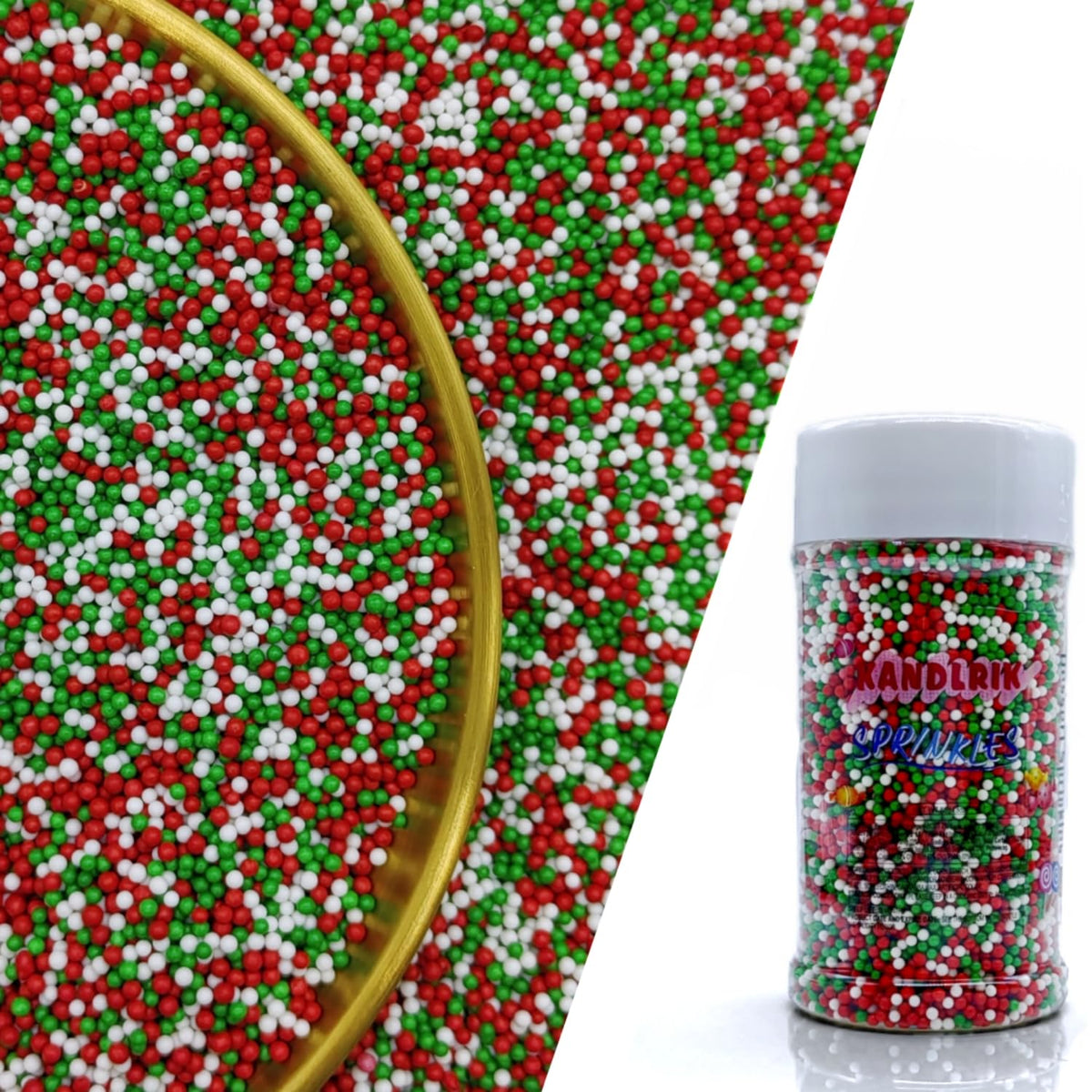 Edible Red & Green & White Pearl Sugar Sprinkles Candy 2mm Mini Pearls Cake Decorations Cupcake Toppers Cookie Decorating Perfec