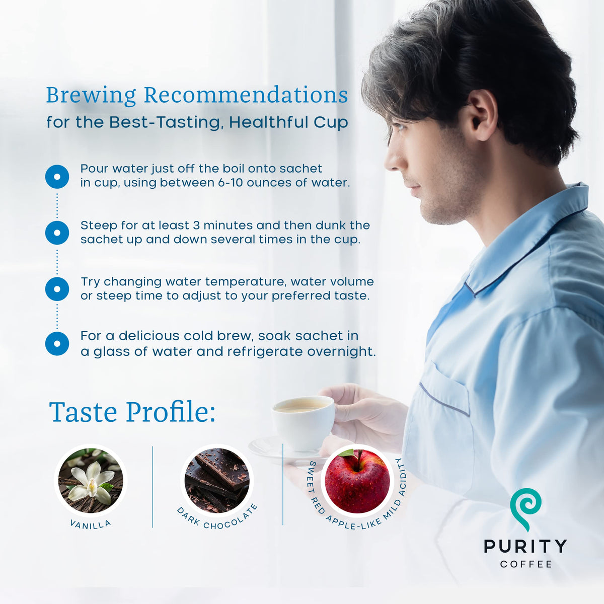 Purity Coffee Calm Decaf Medium Roast Organic Coffee - Usda Certified Organic Specialty Grade Arabica Single-Serve Packets - Thi