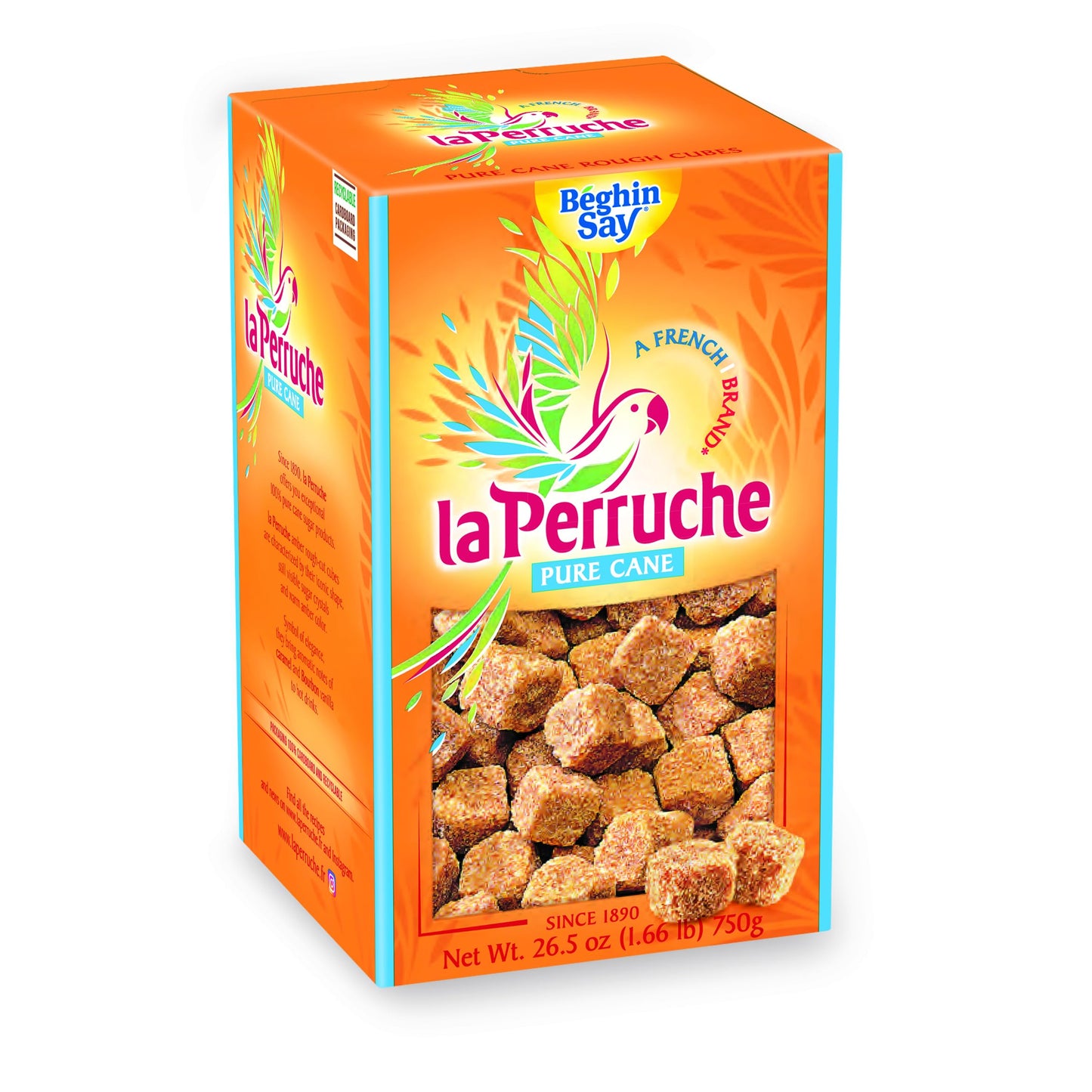 La Perruche Pure Cane Brown Sugar Cubes, 750g (26.5 oz) - Ideal for Coffee, Pack of 1
