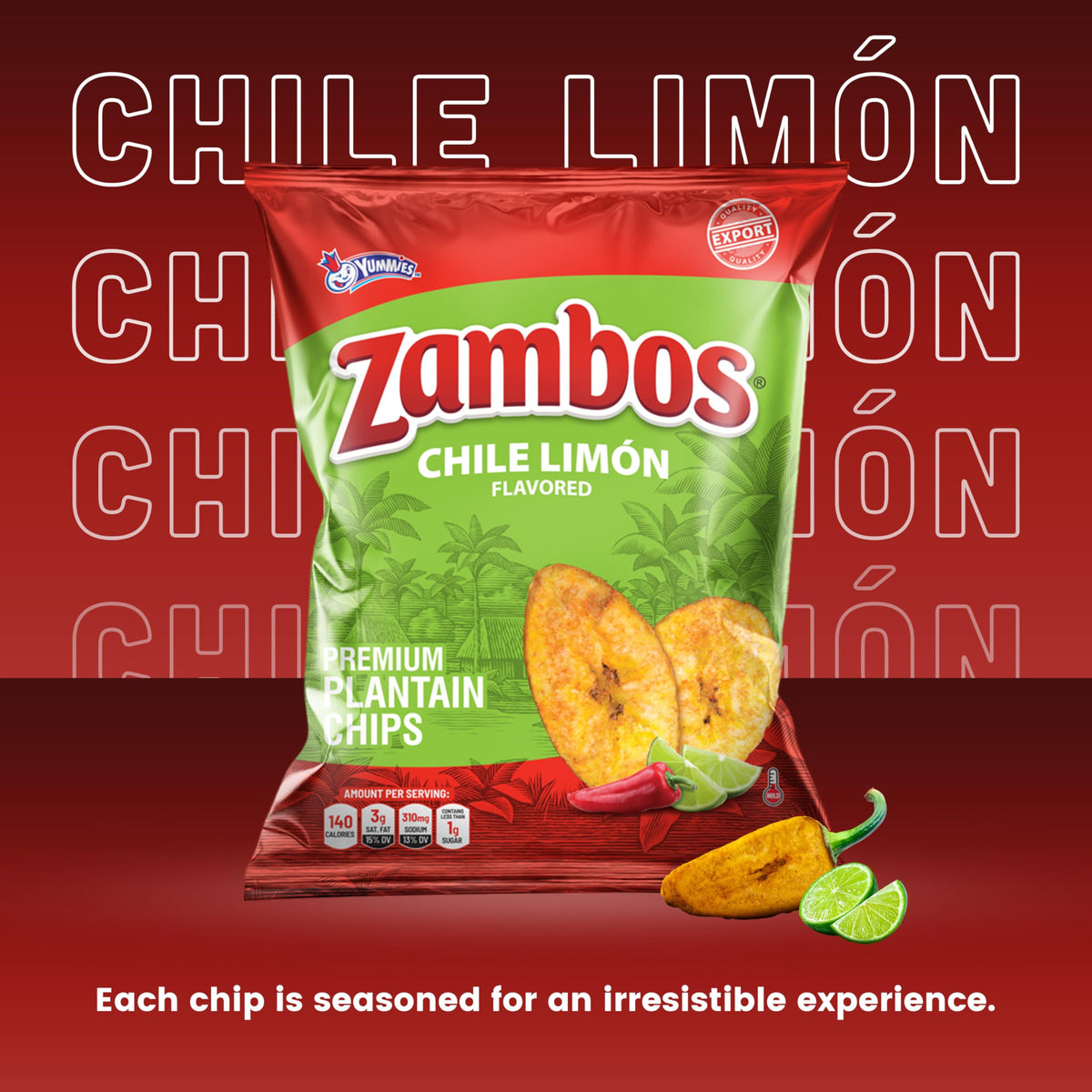 Zambos Plantain Chips Chile Limon Multipack  1 oz Bags (Pack of 18)