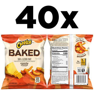 Frito Lay Baked Cheetos Crunchy, 0.875 Ounce (Pack of 40) - Delicious Snack, Yellowish Color, Perfect for Sharing