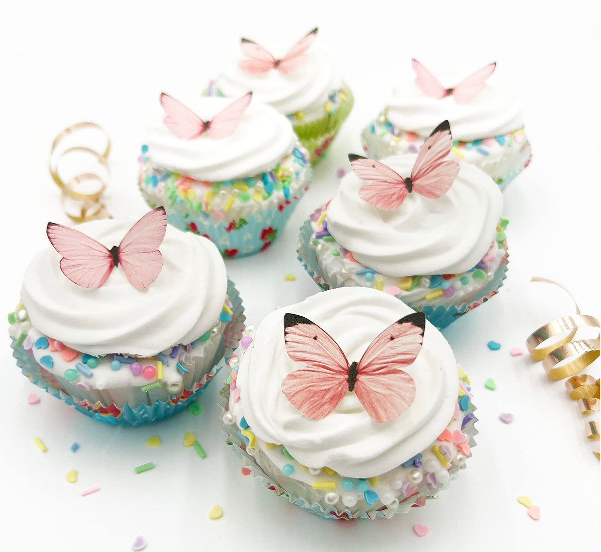 Sugar Robot Edible Butterflies for Cake Decorating - Small Pastel Pink Butterfly Cake Toppers and Cupcake Toppers - Decoration Made in the USA - enhanced Crafted (Pink)