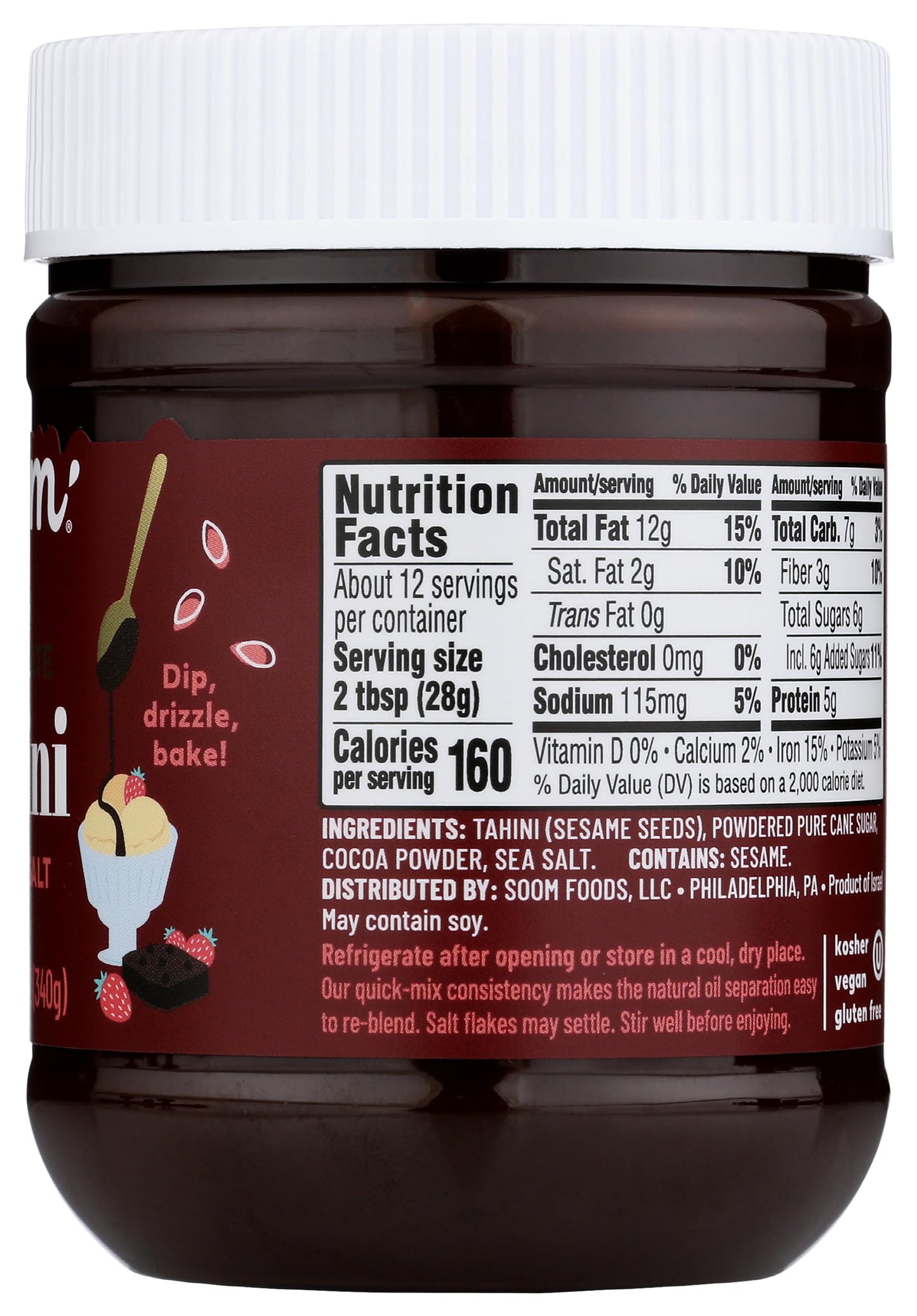 SOOM FOODS Dark Chocolate Sea Salt Tahini, 12 OZ