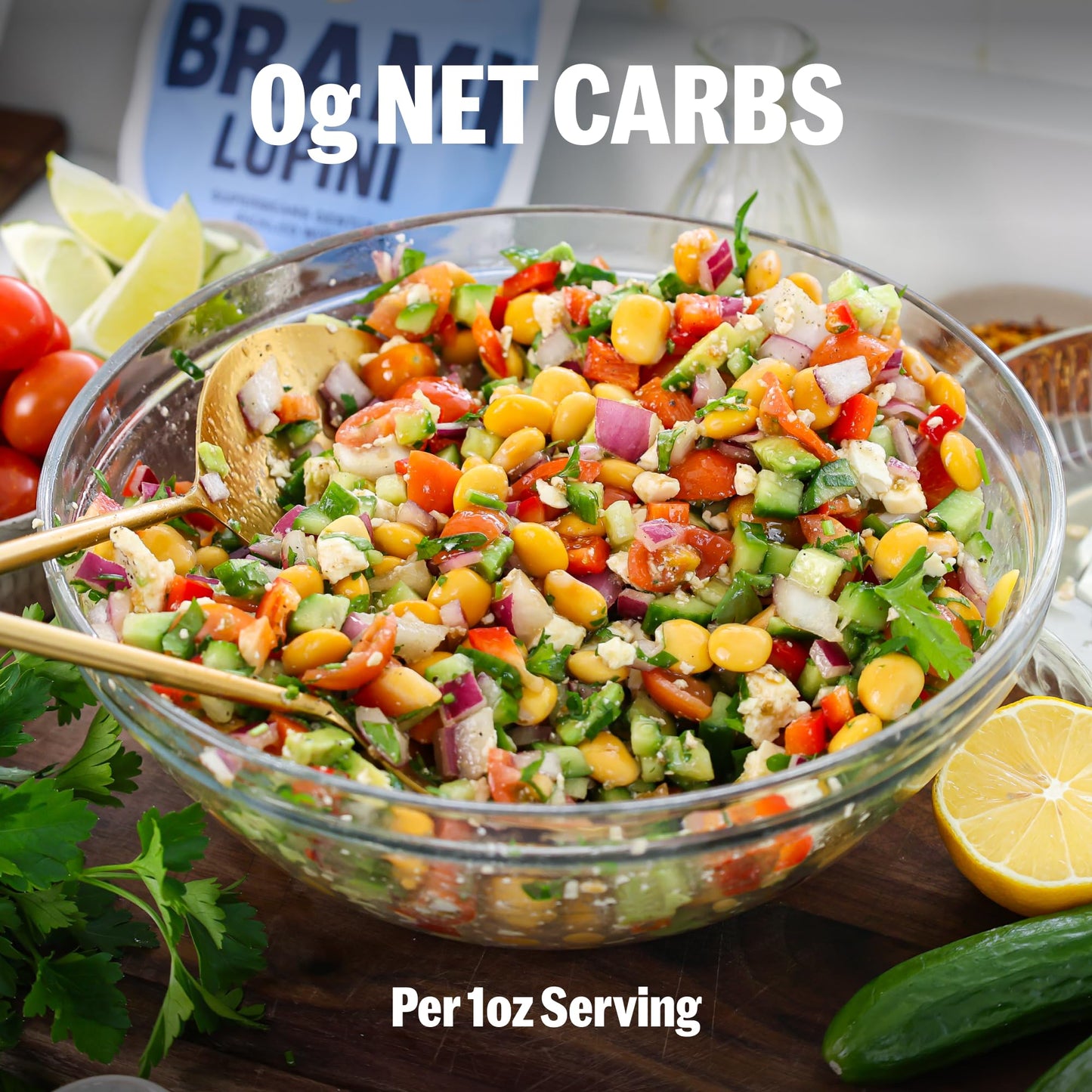 Brami Lupini Beans Snack, Chili & Lime, 7G Plant Based Protein, 0G Net Carbs, Vegan, Vegetarian, Keto, Mediterranean Diet, Non P