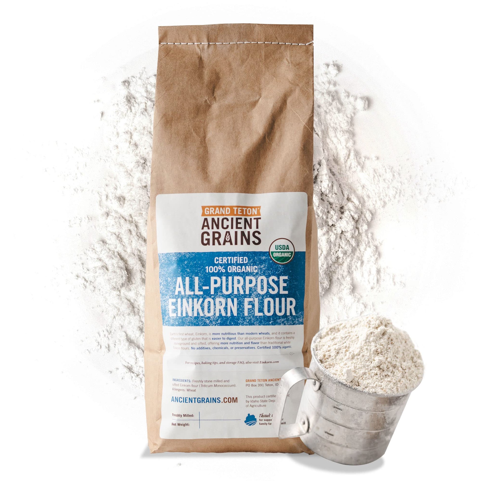 Grand Teton Ancient Grains  100% Organic AllPurpose Einkorn Flour, Einkorn Flour Organic & NonGMO, Einkorn Flour, Rich in Vit
