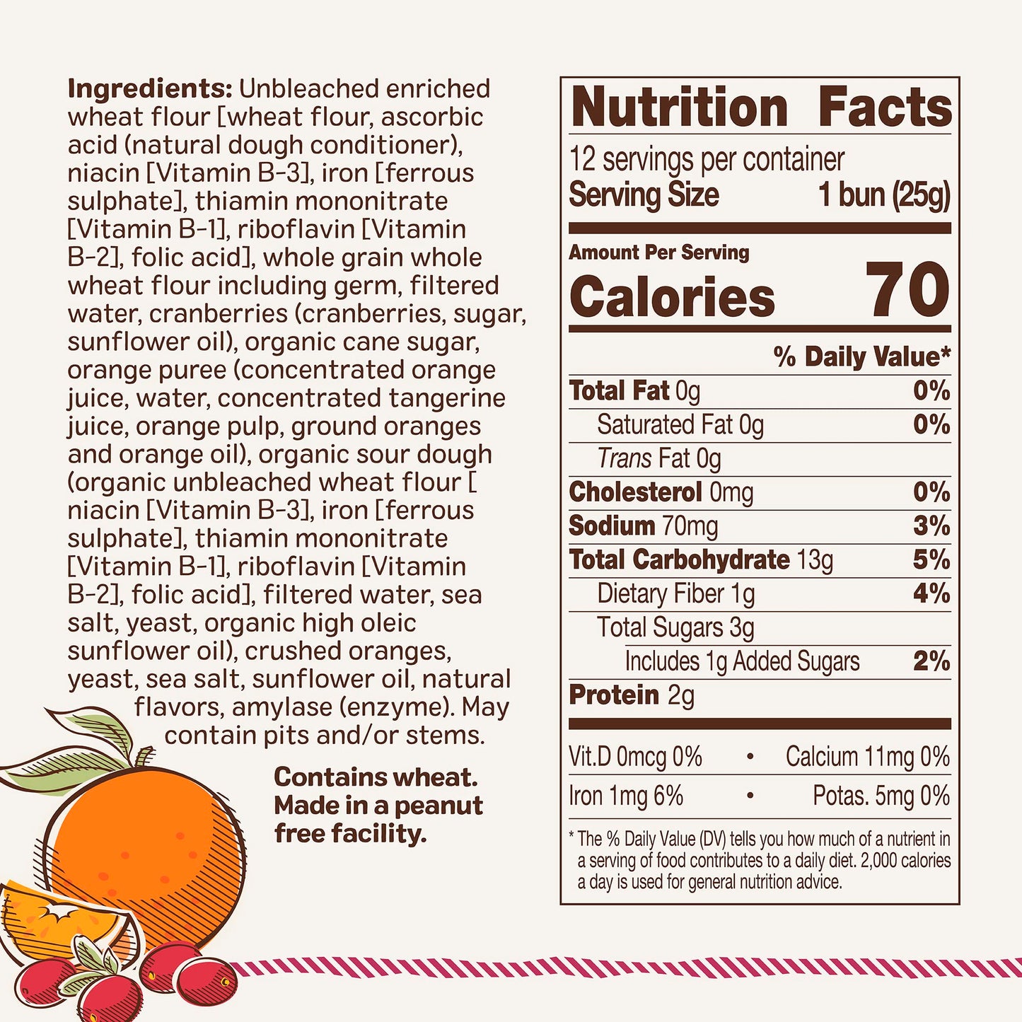 Ozery Bakery Cranberry Muffin Snacking Rounds, Allergen Free, Vegan, Made with Real Fruit, Snack Buns,12 Buns Per Bag, Pack of 6