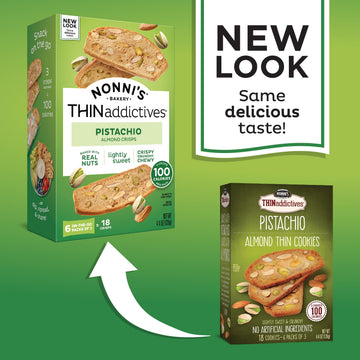 Nonni'S Thinaddictives Almond Thin Cookies - 6 Boxes Pistachio Almond Cookie Thins - Sweet Crunchy & Chewy Almond Cookies - Bisc