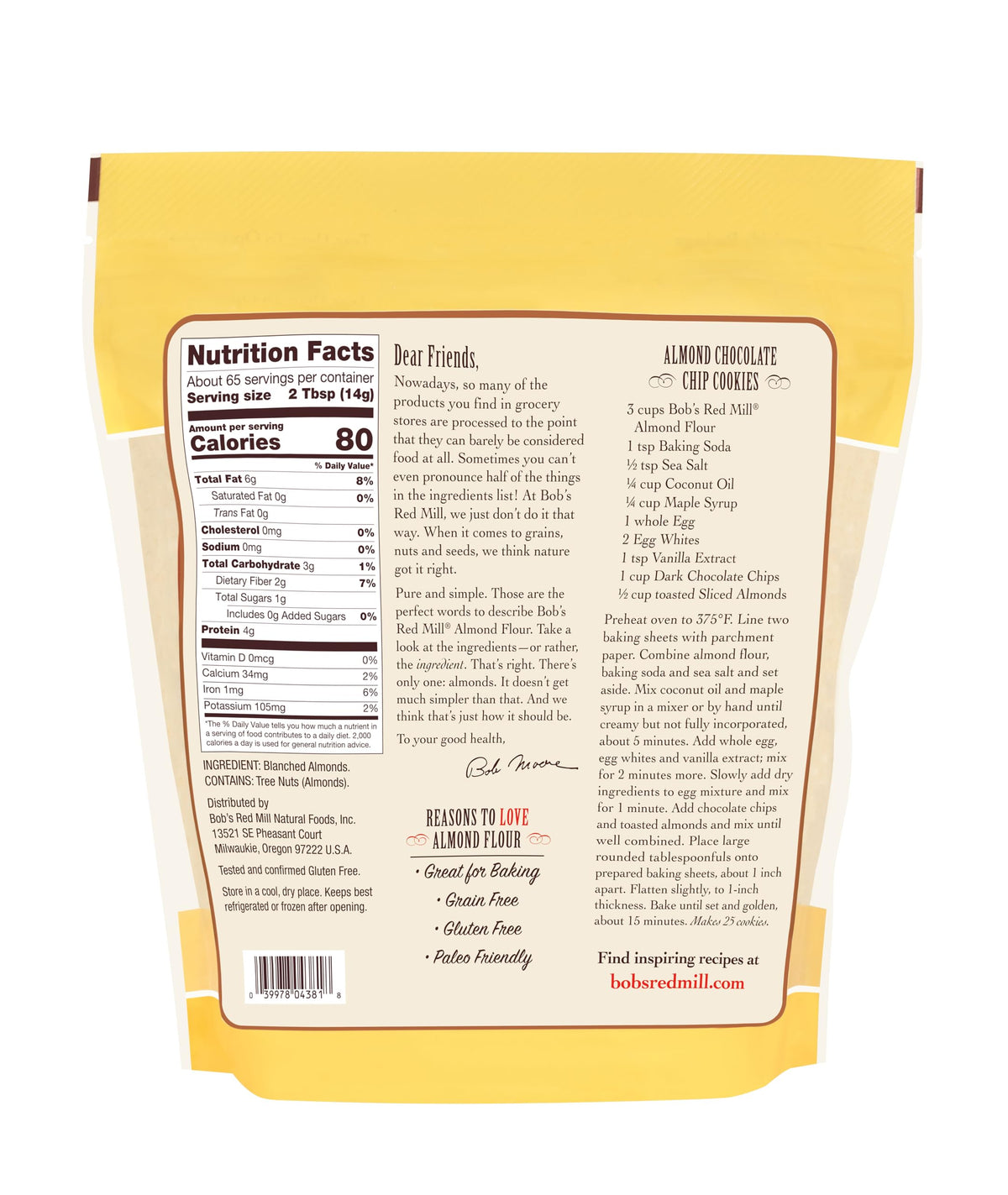 Bob'S Red Mill Blanched Almond Flour, Finely Sifted - 2 Pound (Pack Of 4) - Non-Gmo, Gluten Free, Paleo, Vegan, Keto Friendly