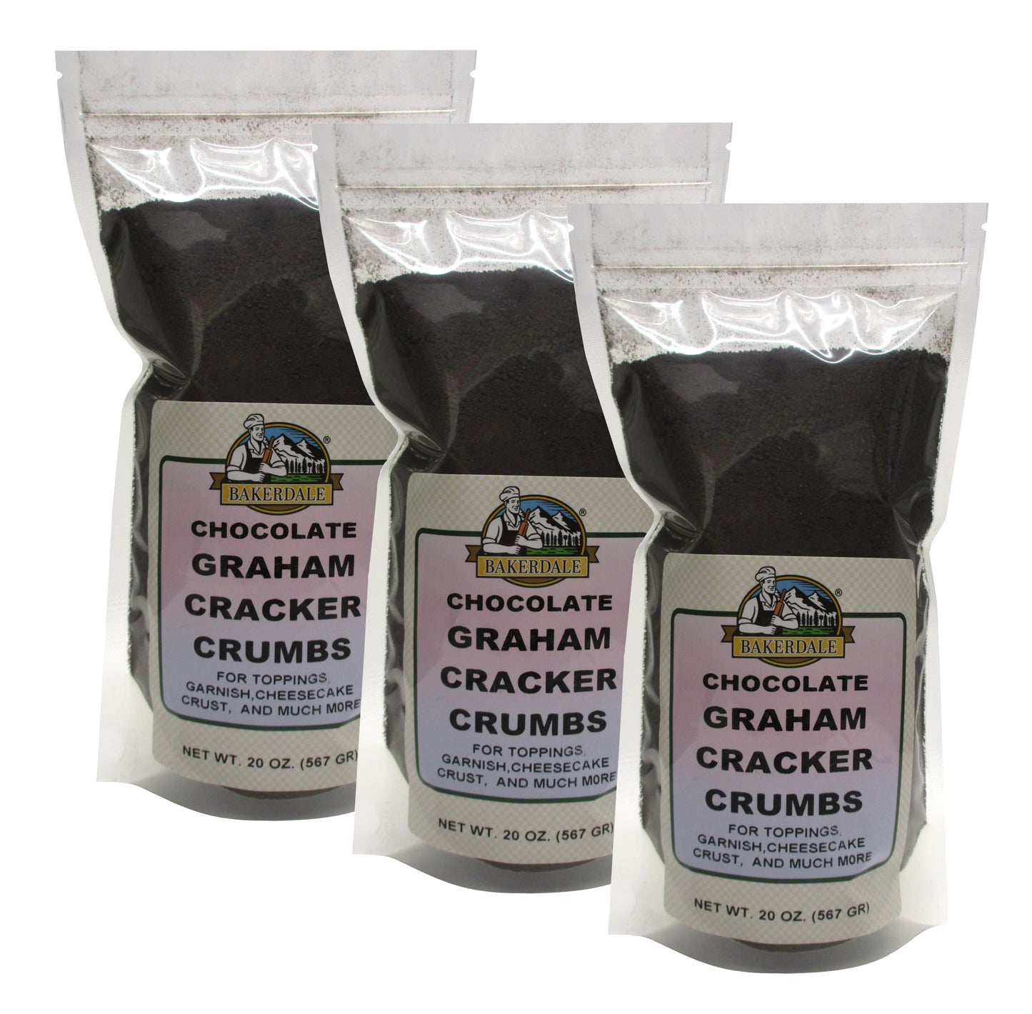 Bakerdale Chocolate Graham Cracker Crumbs, 20 Oz Resealable Pouch (4 Pk)