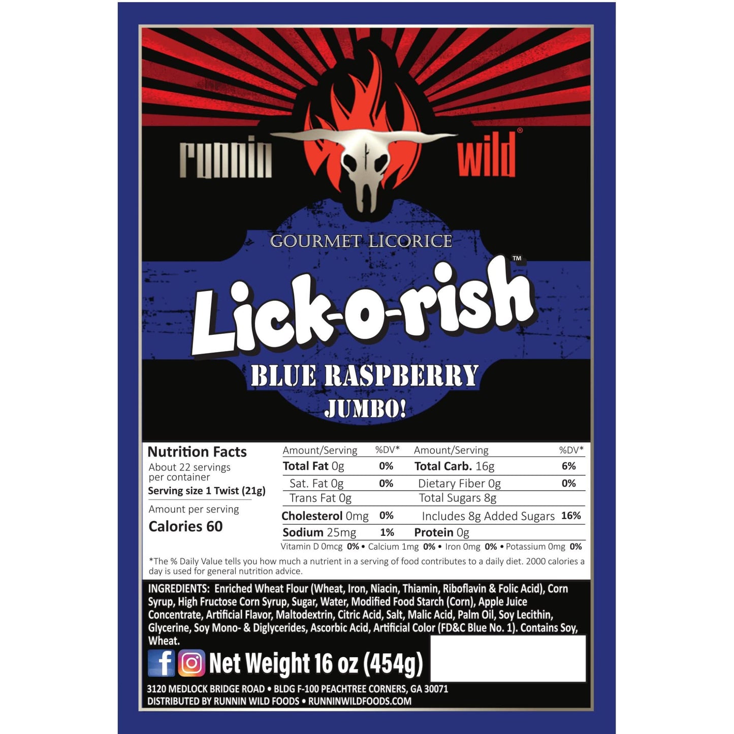 RunninWild Blue Raspberry Licorice Candy - 3 lb (Set of 3 bags), Black/Blue