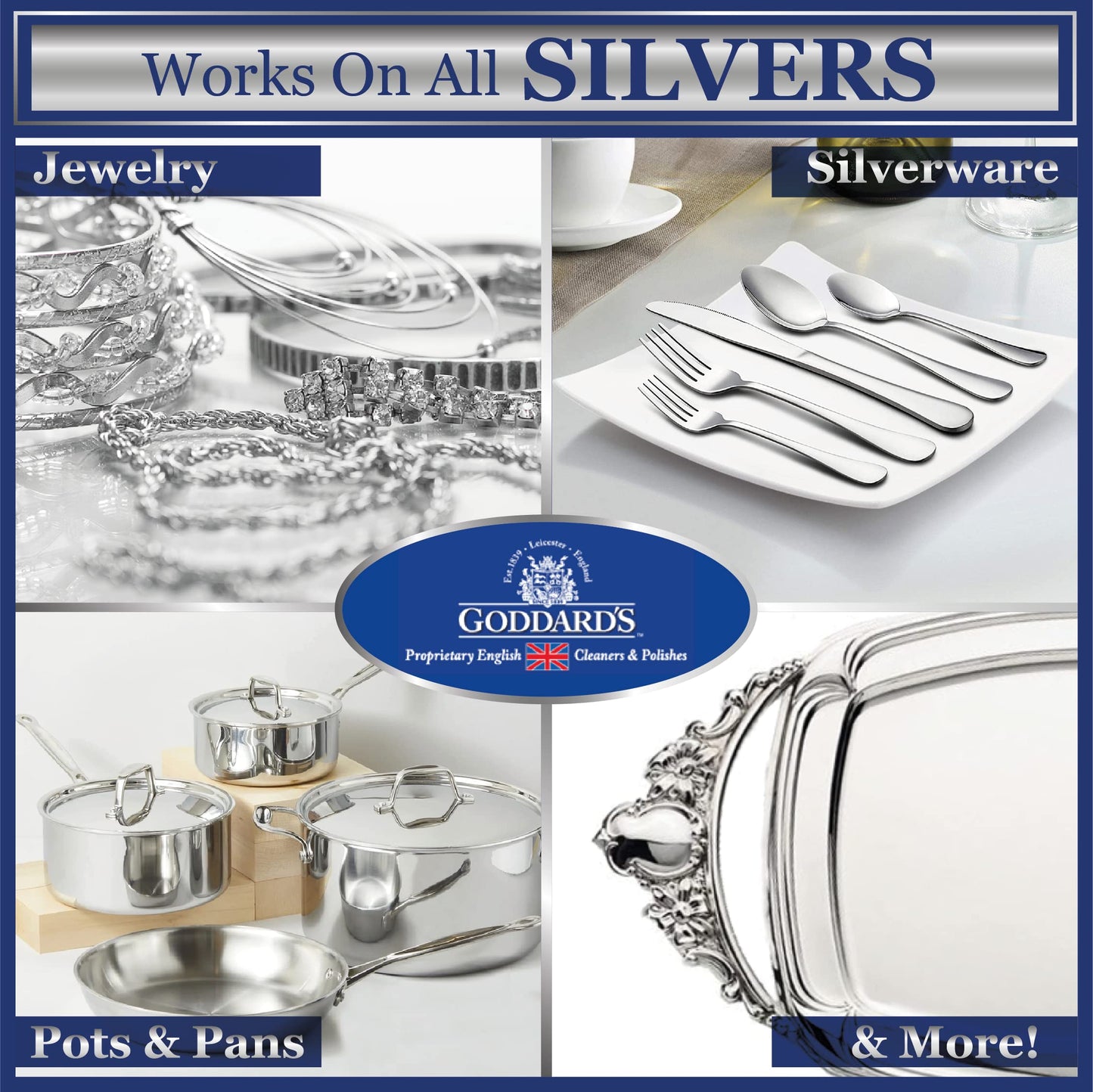 Goddard's Silver Cleaner Dip - 1 Gal Professional Silver Jewelry & Cutlery Cleaner - Effective Tarnish Remover for Hard-to-Reach Items