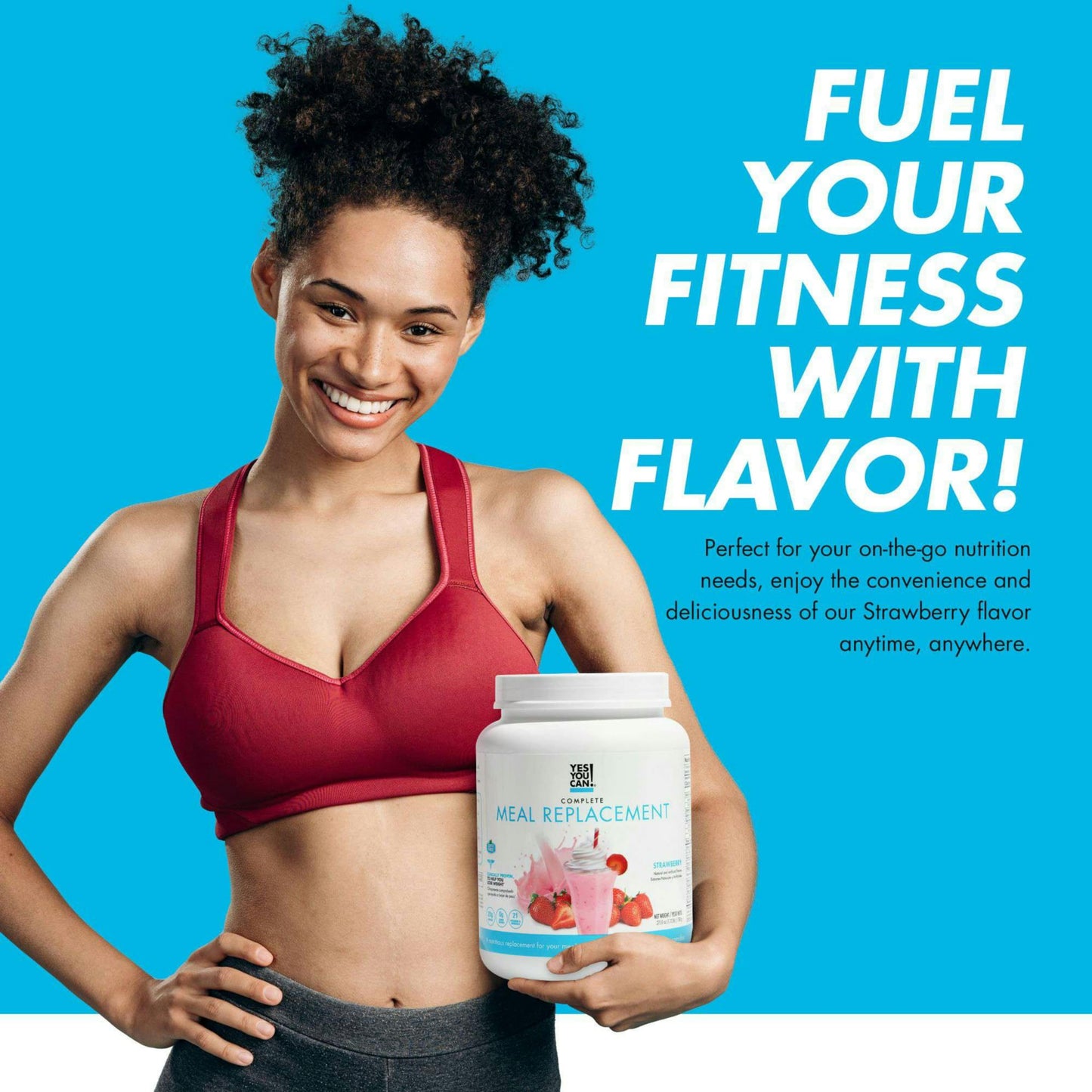 Yes You Can! Meal Replacement Shake - 30 Servings, 20g Protein, 22 Vitamins & Minerals, Strawberry Flavor