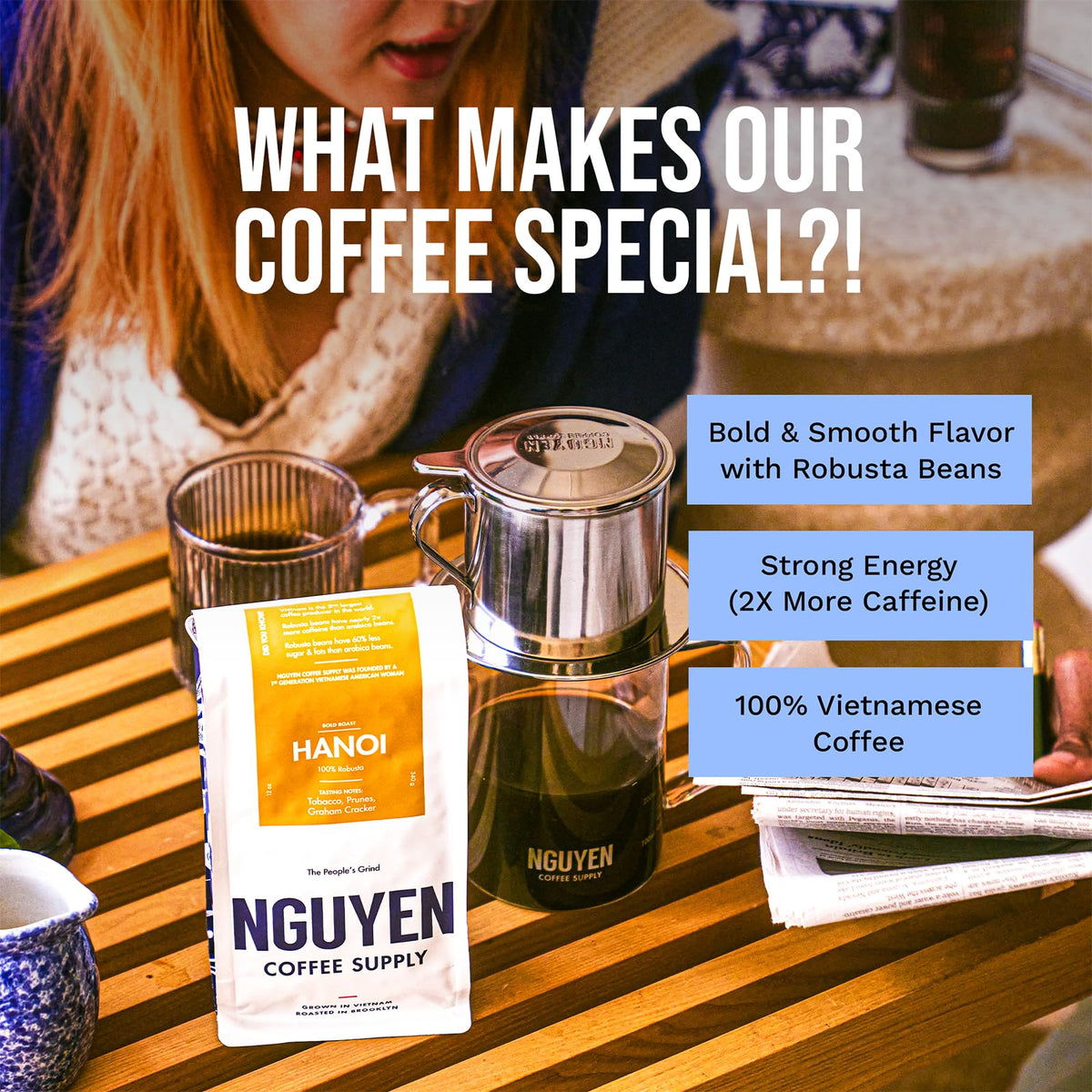 Nguyen Coffee Supply - Hanoi Robusta: Dark Roast Enhanced Whole Coffee Beans, Vietnamese Single Origin, Direct Trade, Low Acid With High Caffeine Content, Roasted In Brooklyn [5 Lb Bag]