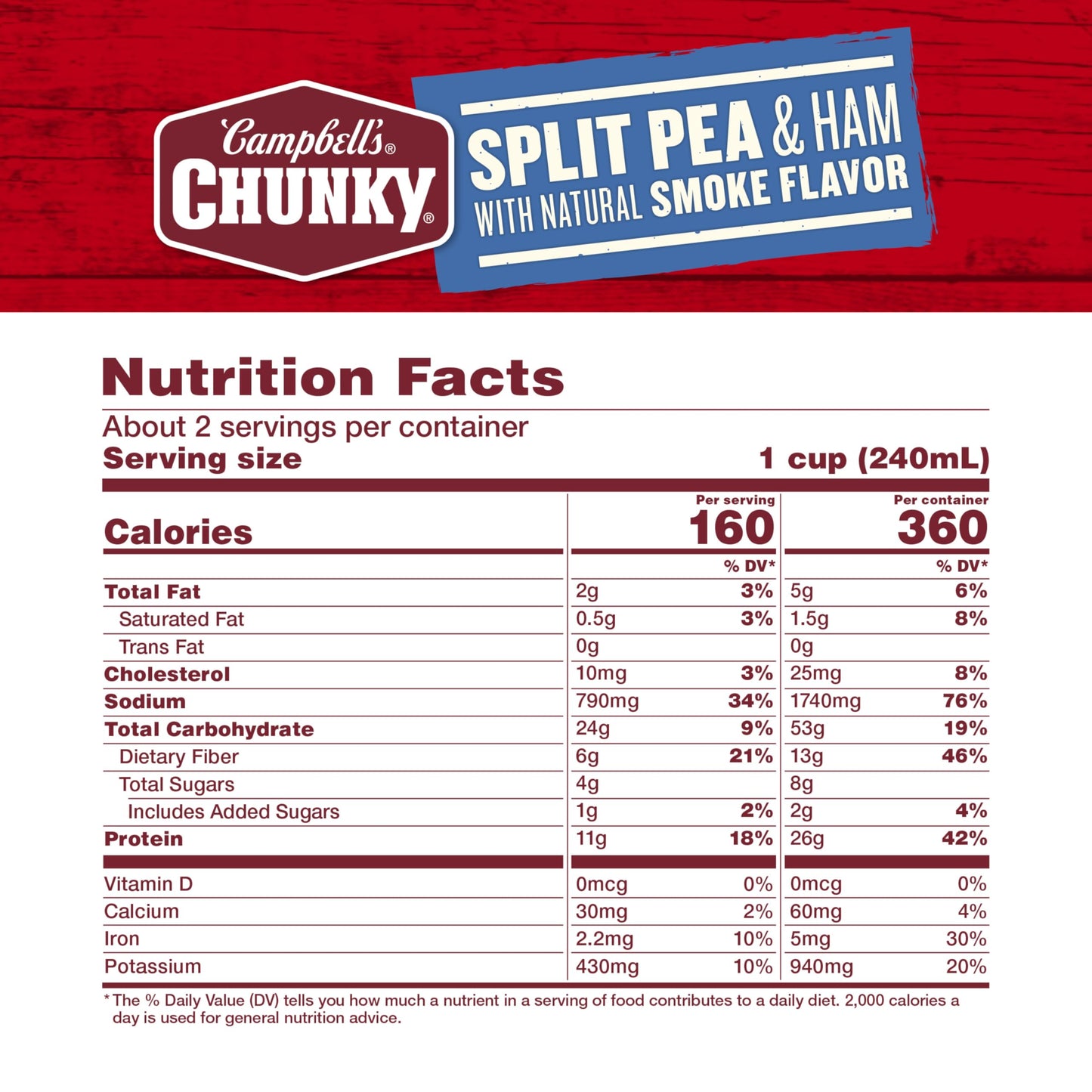 Campbells Chunky Soup, Split Pea Soup With Ham, 19 Oz Can
