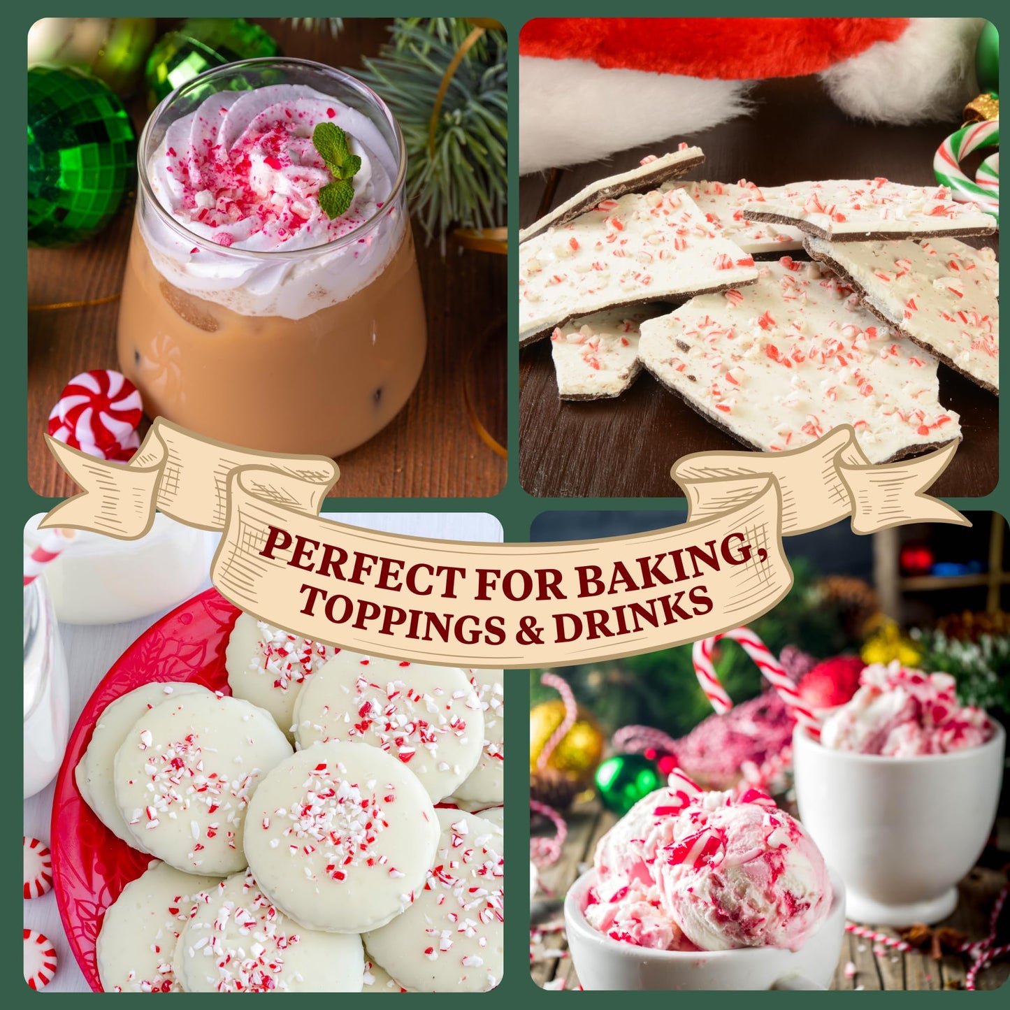 Crushed Peppermint Candy Pieces  Red and White Classic Flavor  Perfect Christmas Dessert and Drink Toppings  Resealable Bag  12 Ounces