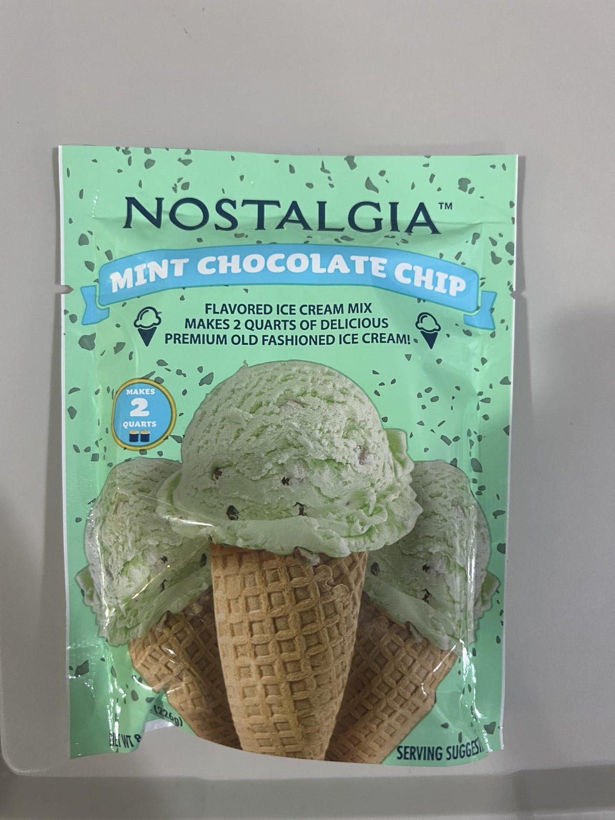 Nostalgia 2-Quart Homemade Premium Mint Chocolate Chip Ice Cream Starter Mix