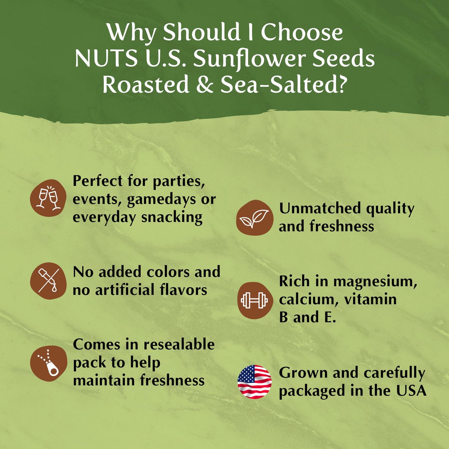 NUTS U.S. Sunflower Seeds, Roasted & Sea-Salted, No Added Colors, 3 LB Resealable Bag