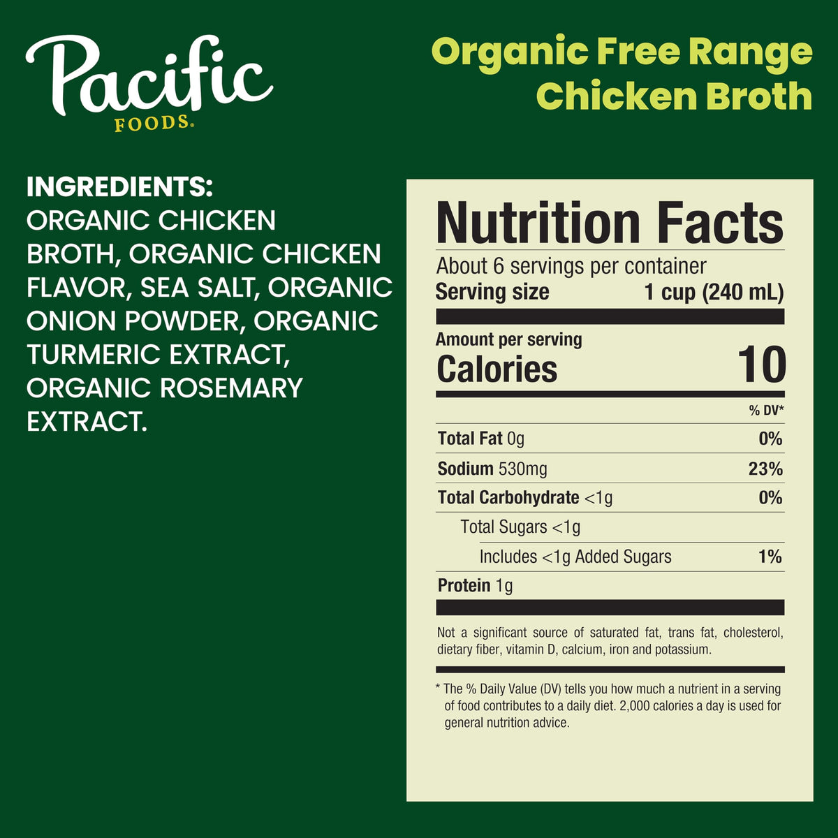 Pacific Foods Organic Free Range Chicken Broth, 48 Oz Carton