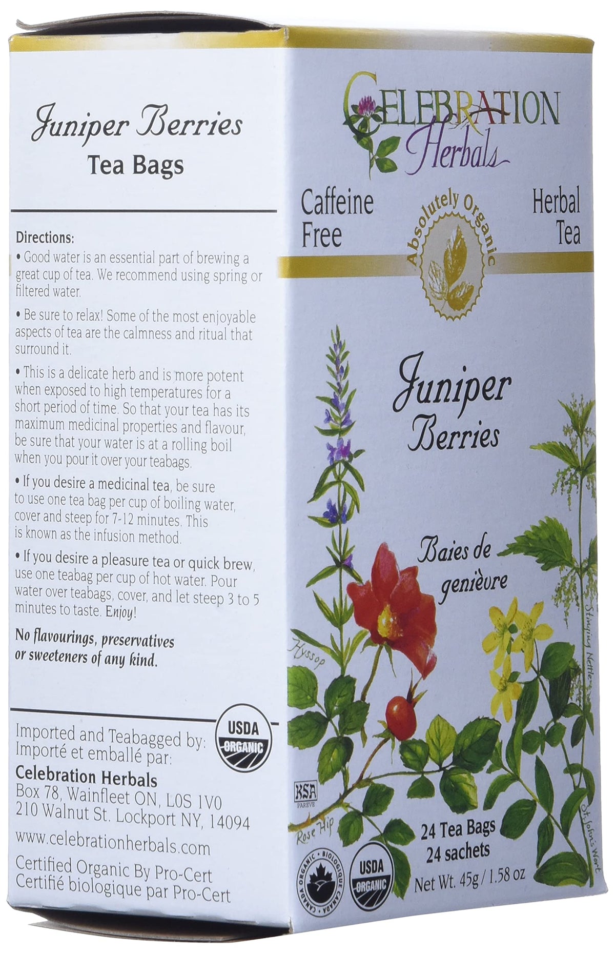 Celebration Herbals Juniper Berries Tea Organic 24 Bag, 0.02 Pound