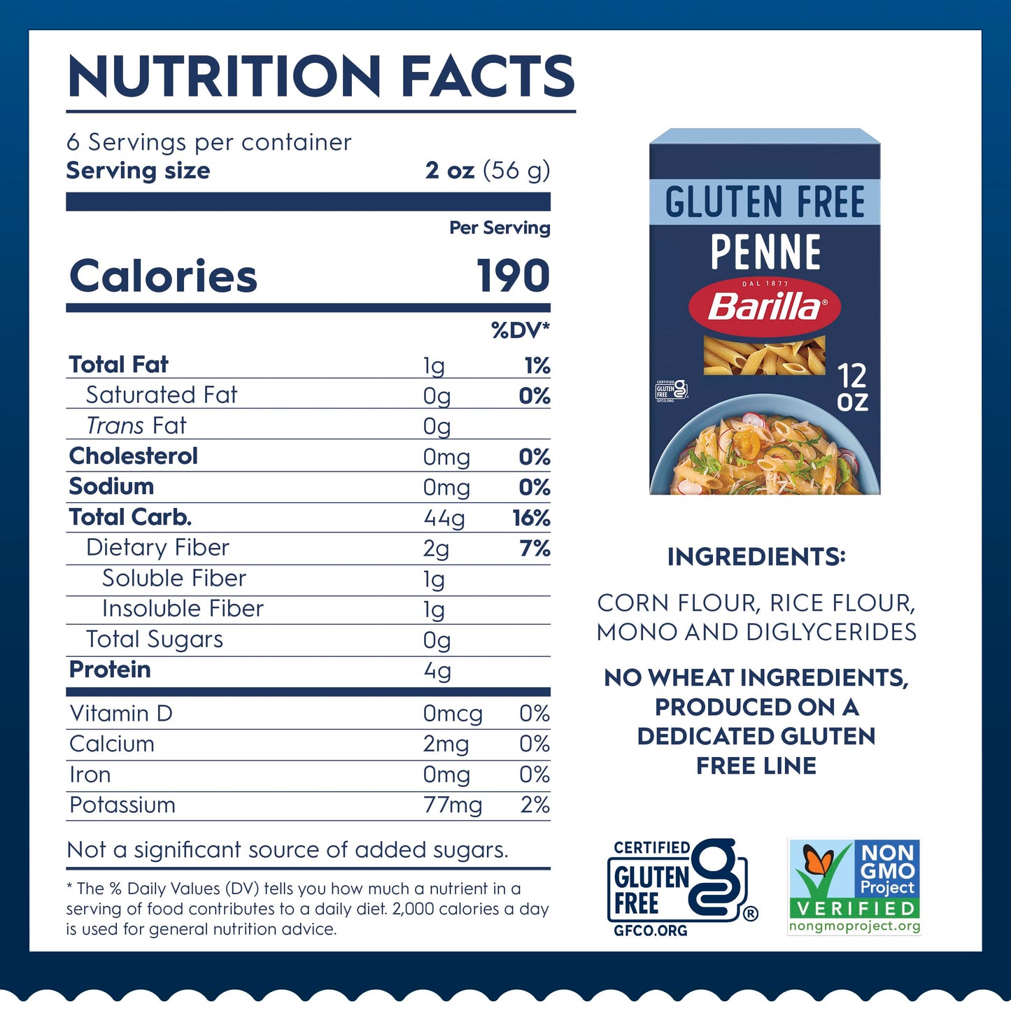 Barilla Gluten Free Penne Pasta  12 Ounce - Non-GMO Gluten Free Pasta Made with Blend of Corn & Rice - Vegan