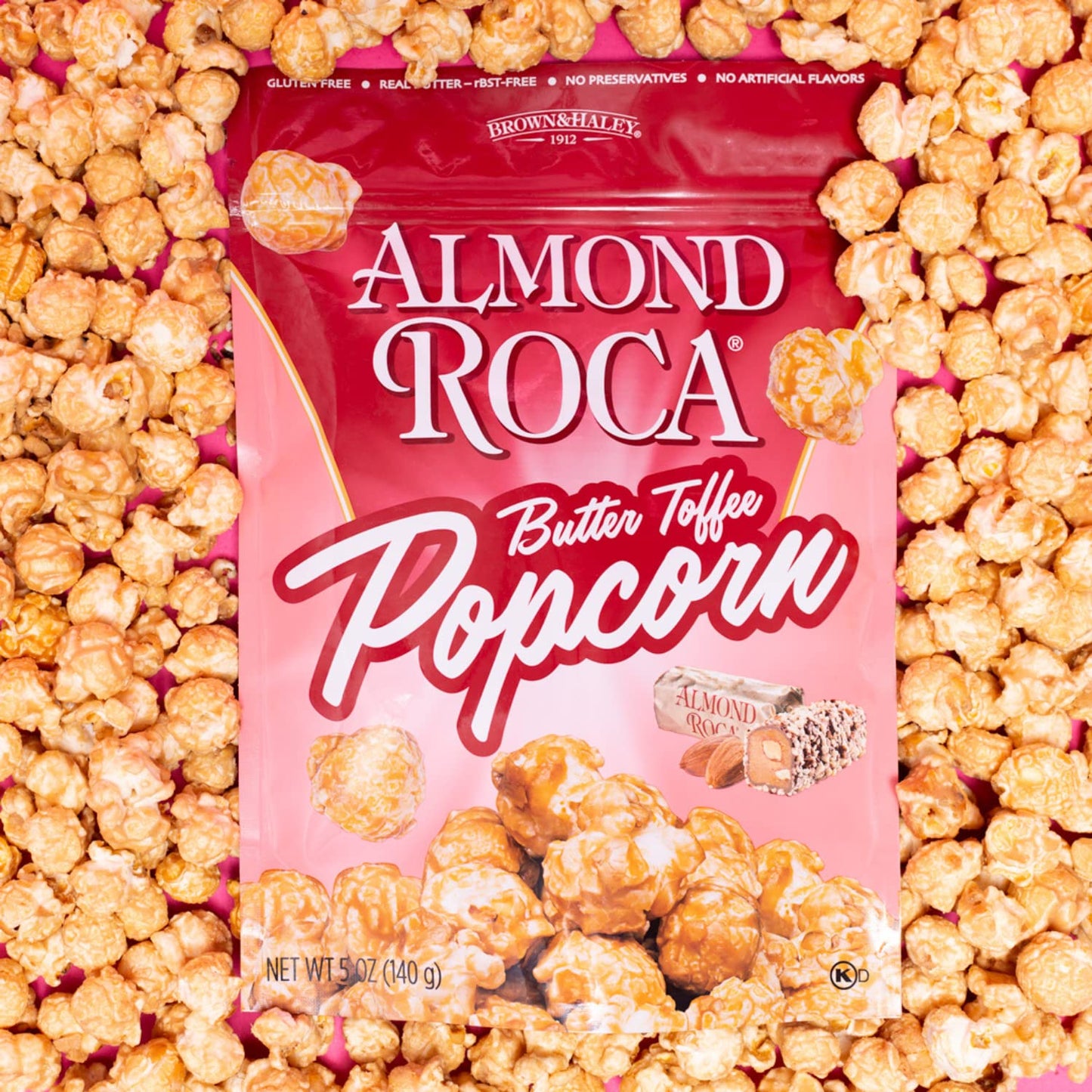 Almond Roca By Brown And Haley Gourmet Butter Toffee Flavored Popcorn - Sweet Crunchy Kettle Popped Pop Corn With Buttery Toffee